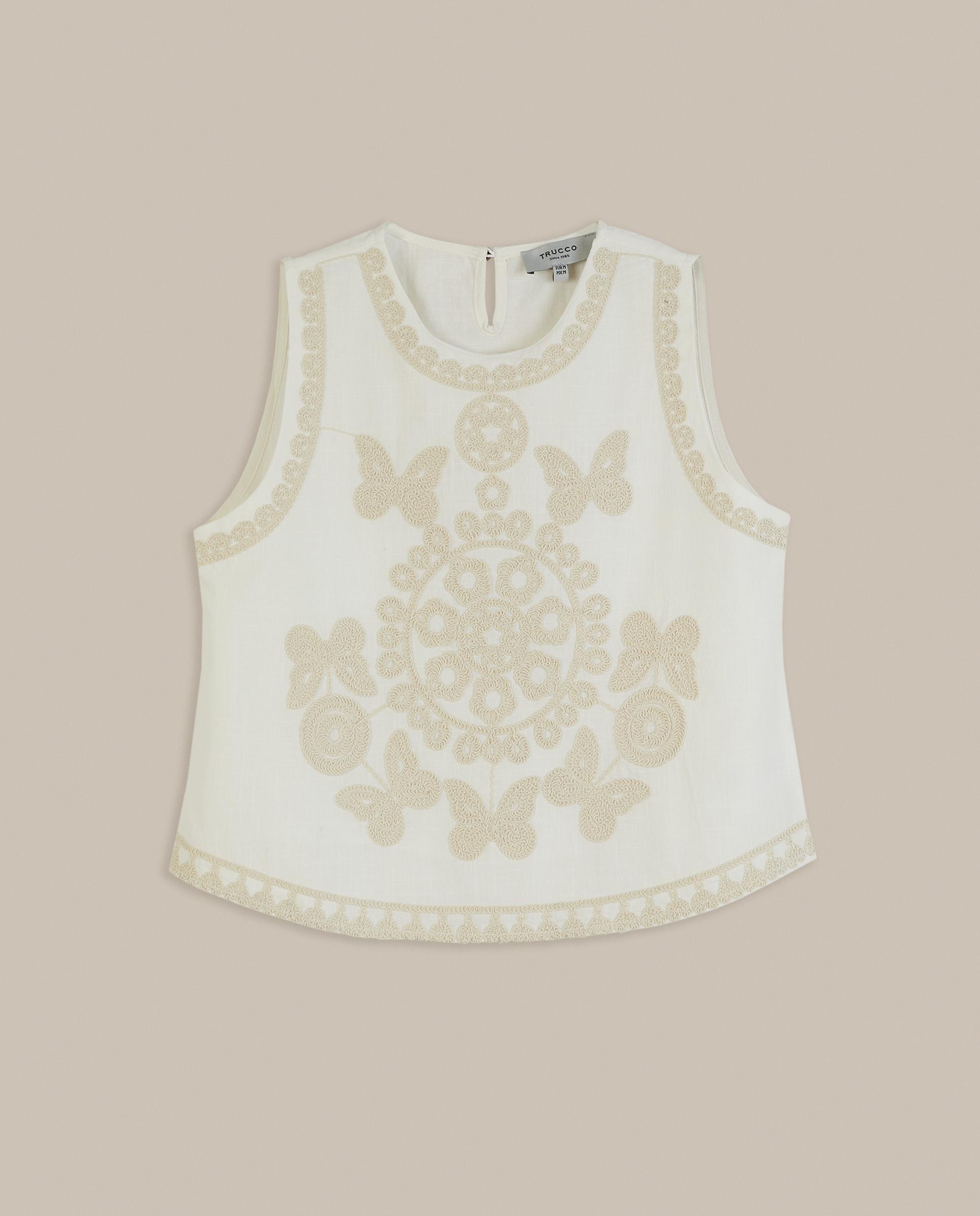 Top de mujer 100% algodón con bordados - Trucco - Blanco Blanco-4