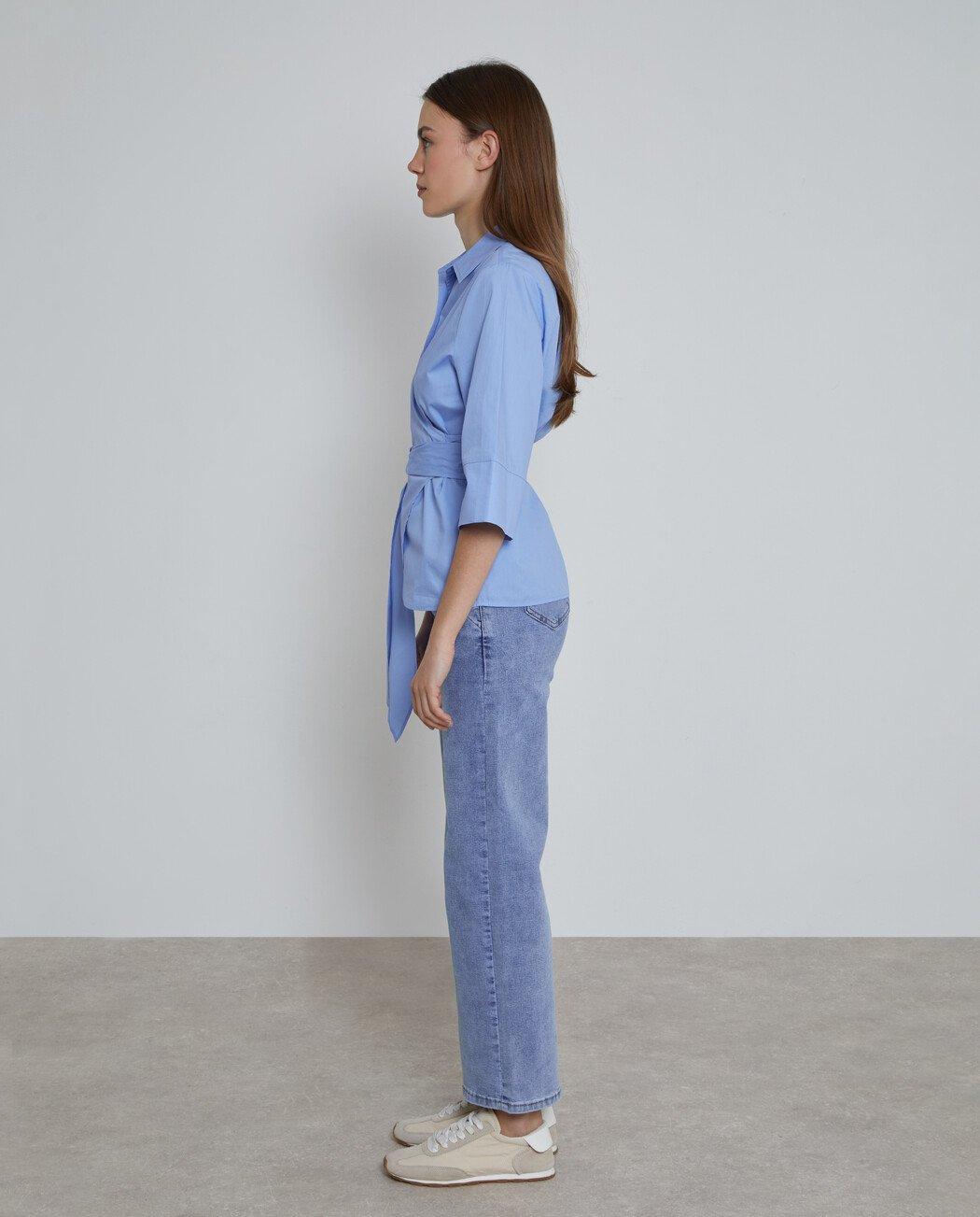 Imagen 2 de Camisa de mujer 100% algodón con lazada lateral - Trucco - Azul claro Azul claro