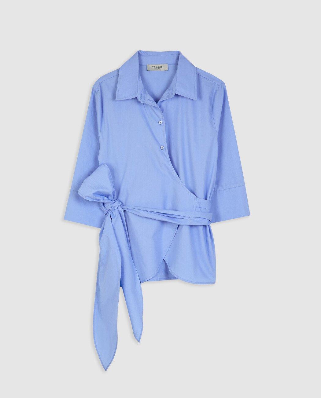 Imagen 4 de Camisa de mujer 100% algodón con lazada lateral - Trucco - Azul claro Azul claro