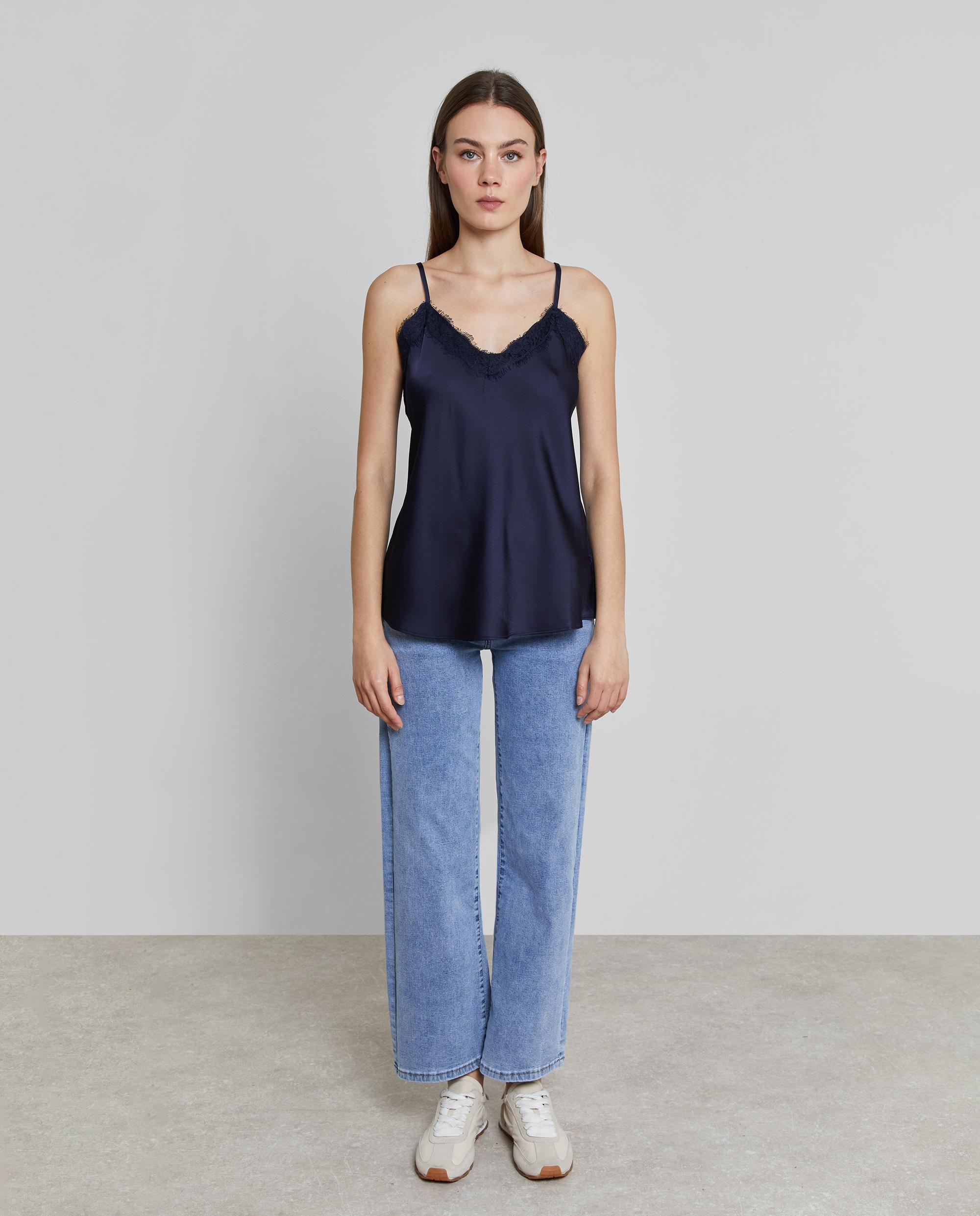 Top de mujer lencero satinado - Trucco - Azul marino Azul marino-1