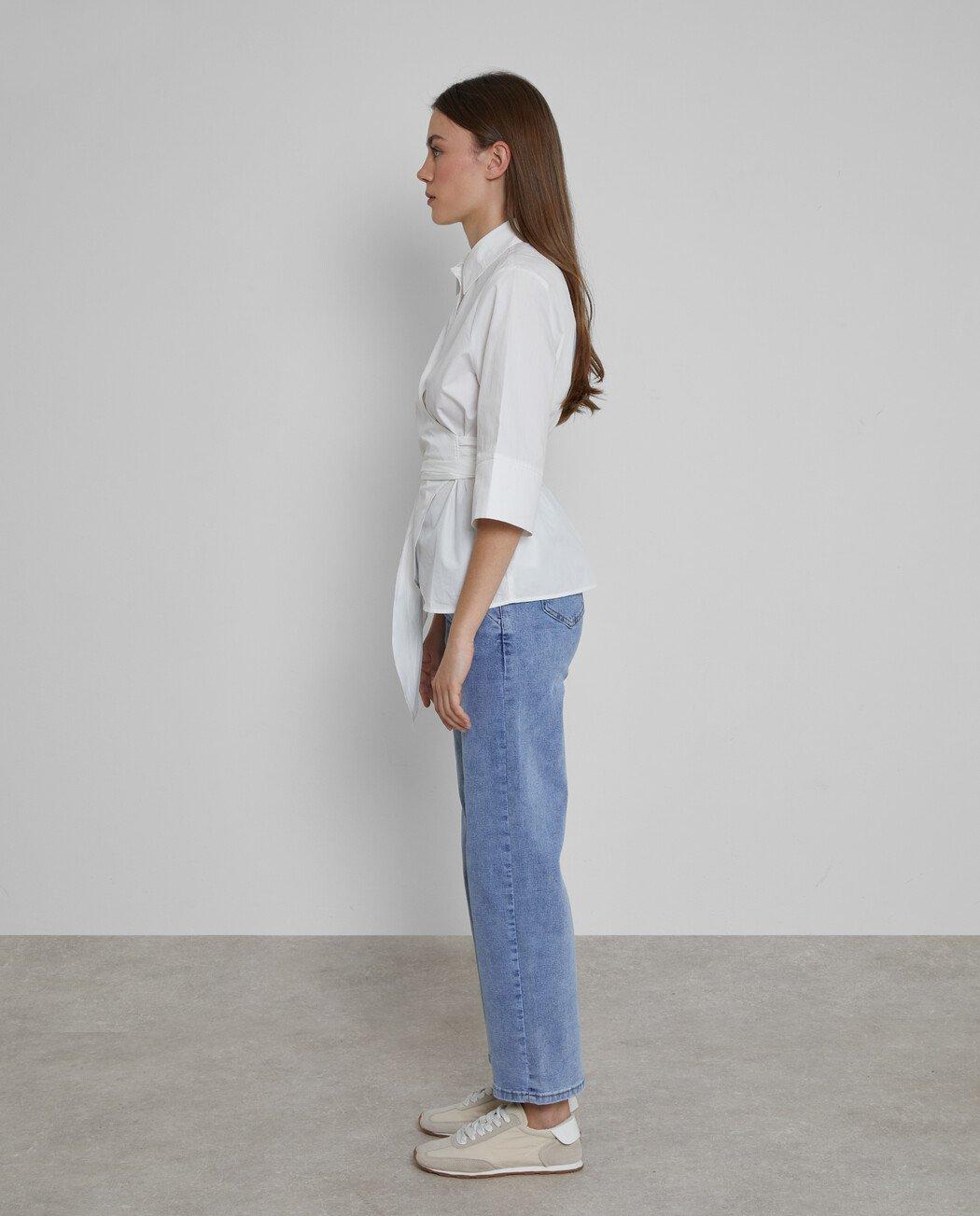 Imagen 2 de Camisa de mujer 100% algodón con lazada lateral - Trucco - Blanco Blanco