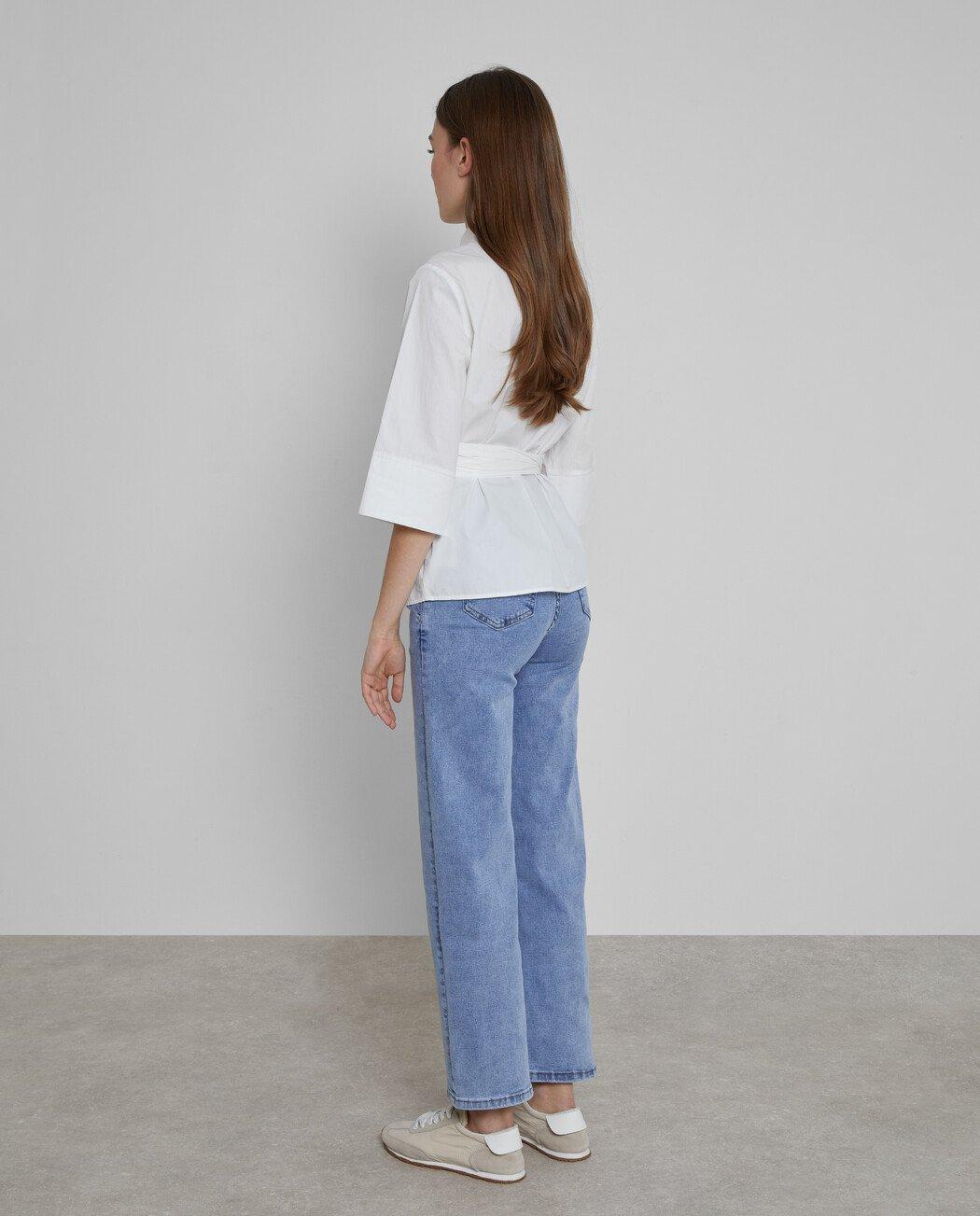 Imagen 3 de Camisa de mujer 100% algodón con lazada lateral - Trucco - Blanco Blanco