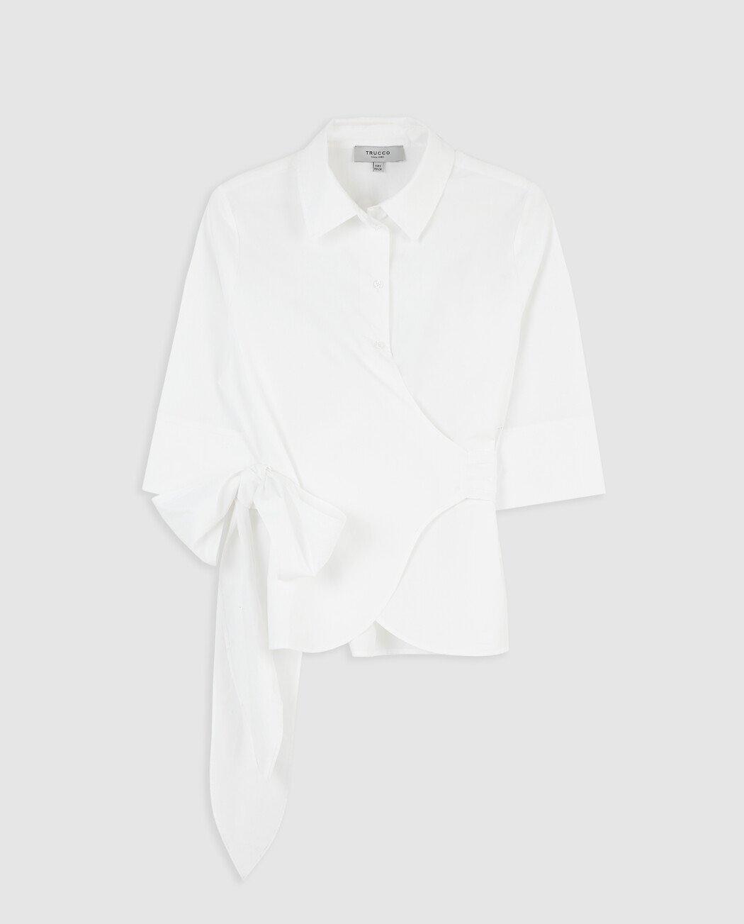 Imagen 4 de Camisa de mujer 100% algodón con lazada lateral - Trucco - Blanco Blanco