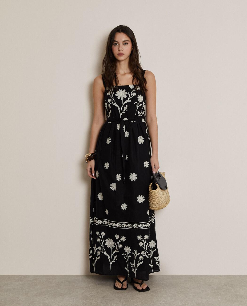 Trucco - Vestido largo de tirantes con bordados.