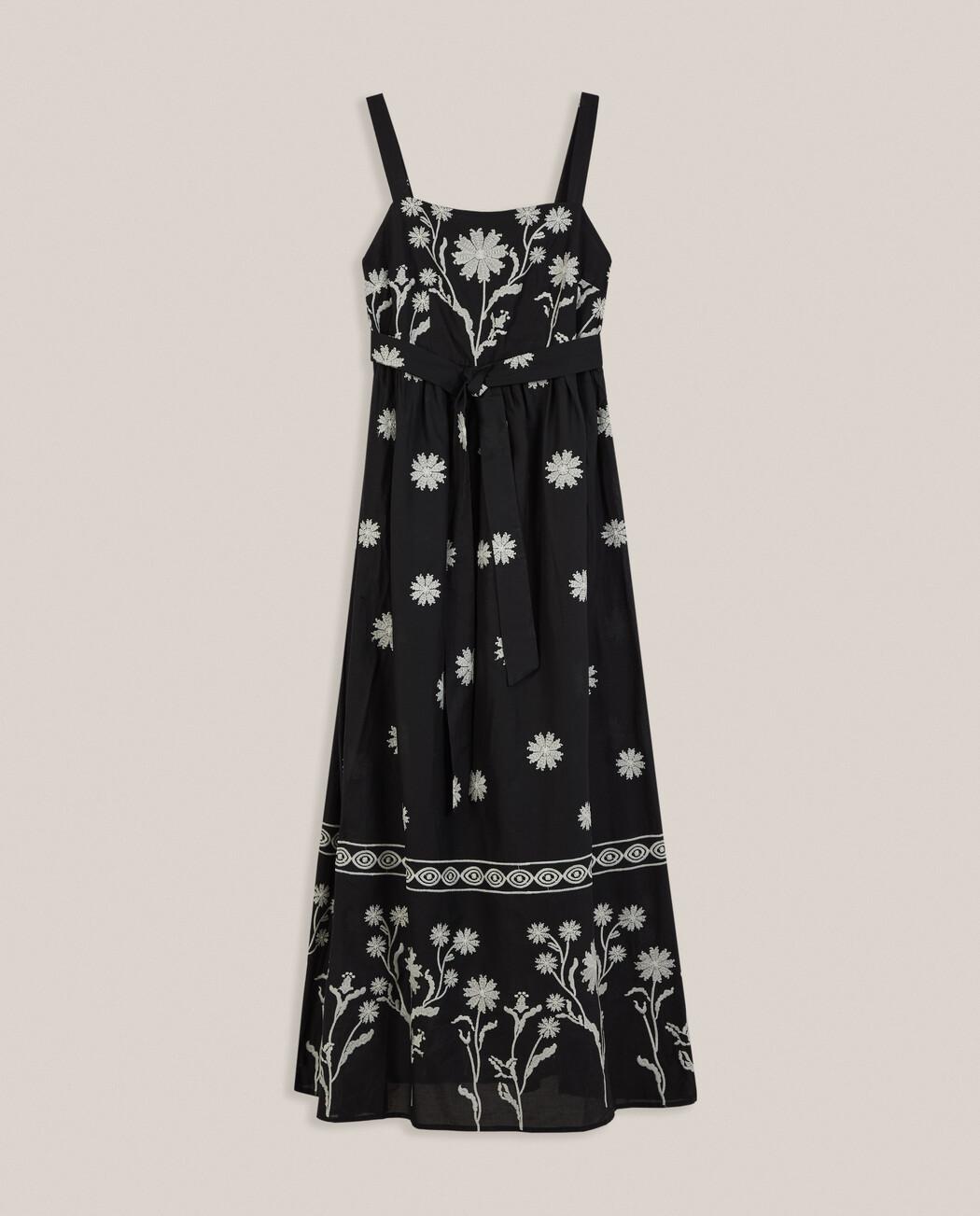 Vestido largo de tirantes con bordados - Trucco - Negro / Blanco Negro / Blanco-3