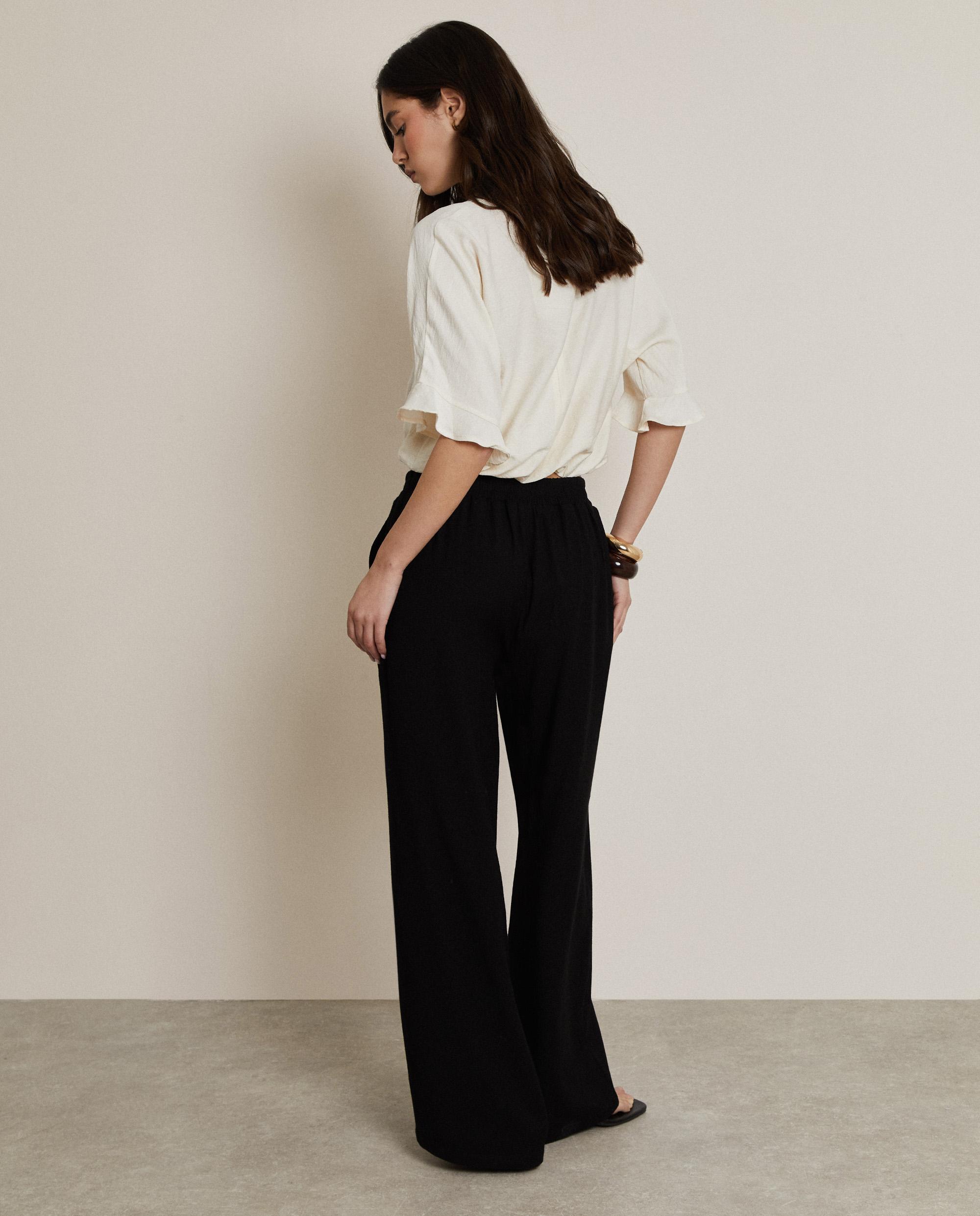 Blusa de mujer corta con fruncido en la cintura - Trucco - Blanco Blanco-3