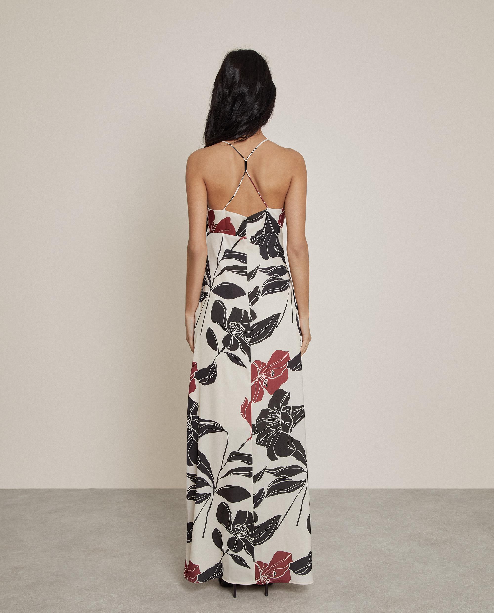 Vestido largo estampado de tirantes - Trucco - Negro / Rojo / Blanco Negro / Rojo / Blanco-3