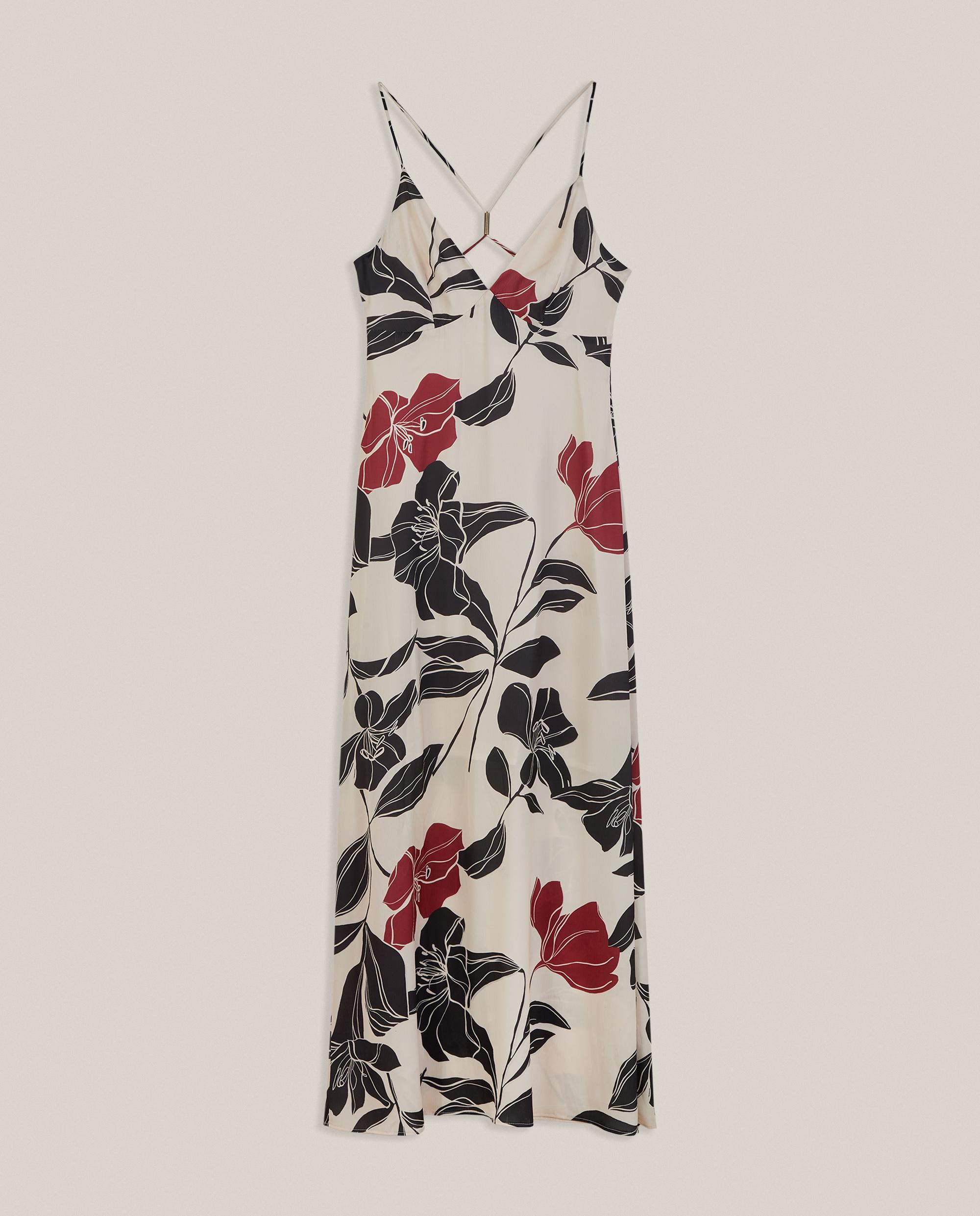 Vestido largo estampado de tirantes - Trucco - Negro / Rojo / Blanco Negro / Rojo / Blanco-4