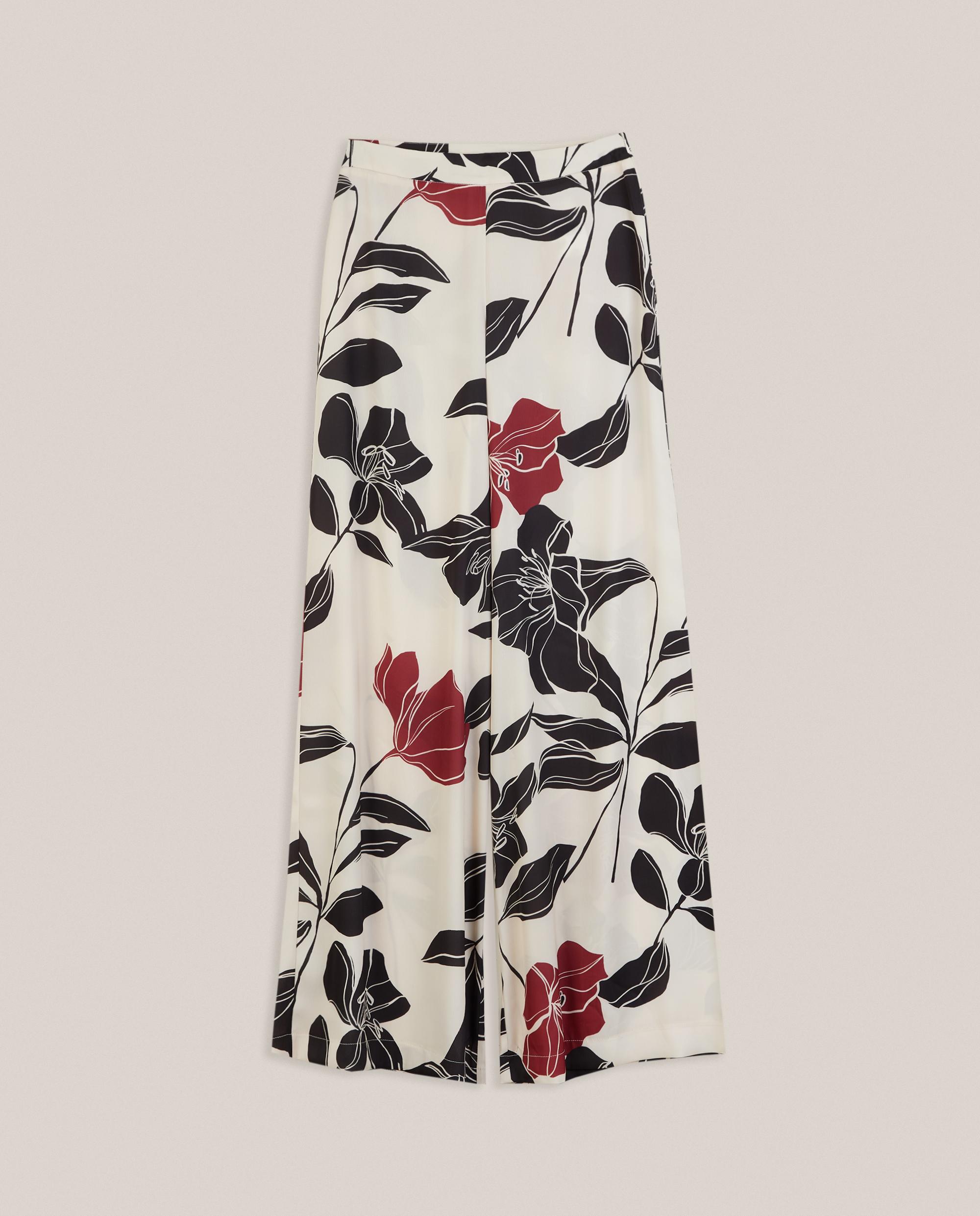 Pantalón ancho de mujer estampado con cremallera lateral - Trucco - Negro / Rojo / Blanco Negro / Rojo / Blanco-4