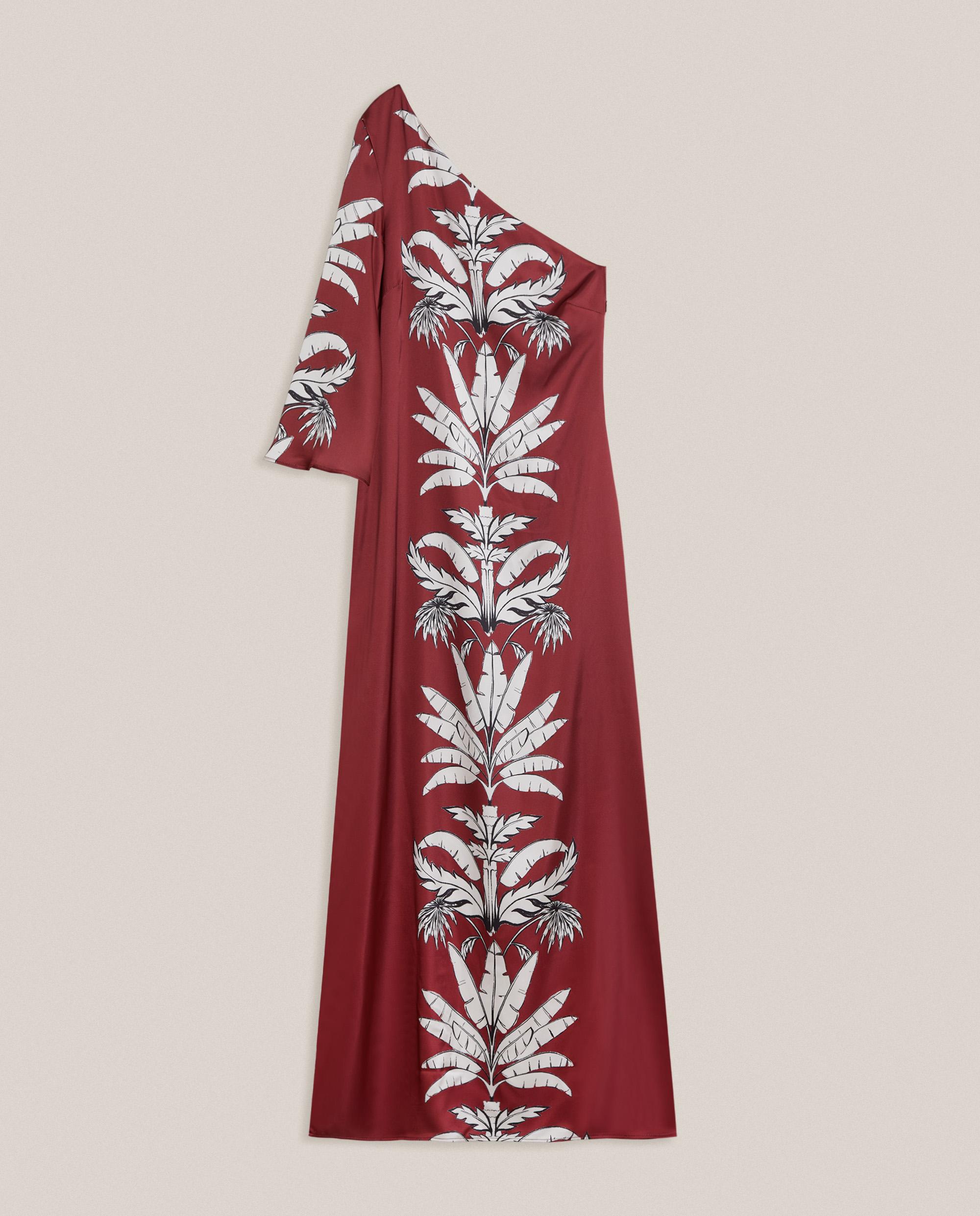Vestido largo estampado con escote asimétrico - Trucco - Burdeos Burdeos-4