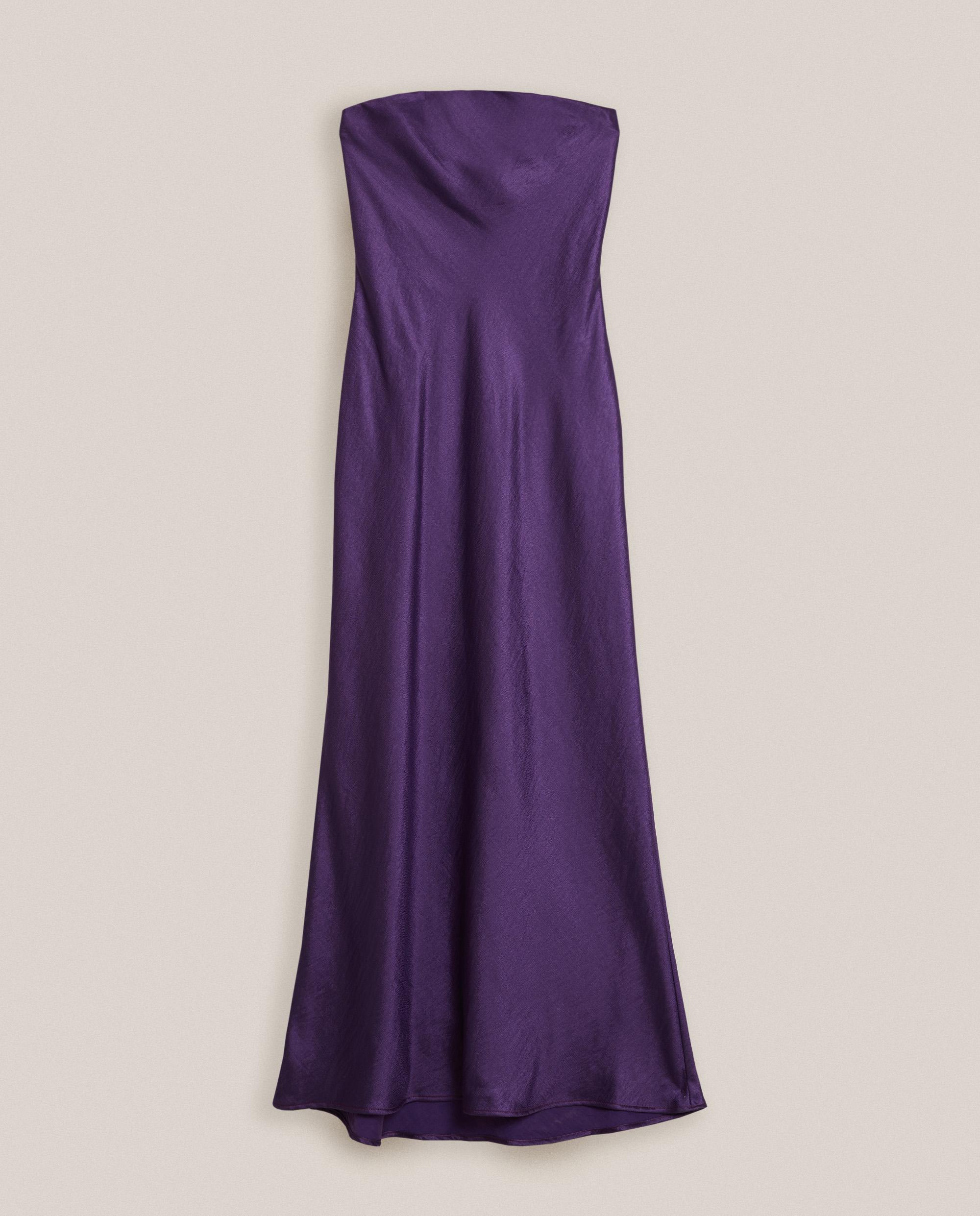 Vestido largo con brillo y escote palabra de honor - Trucco - Morado Morado-4