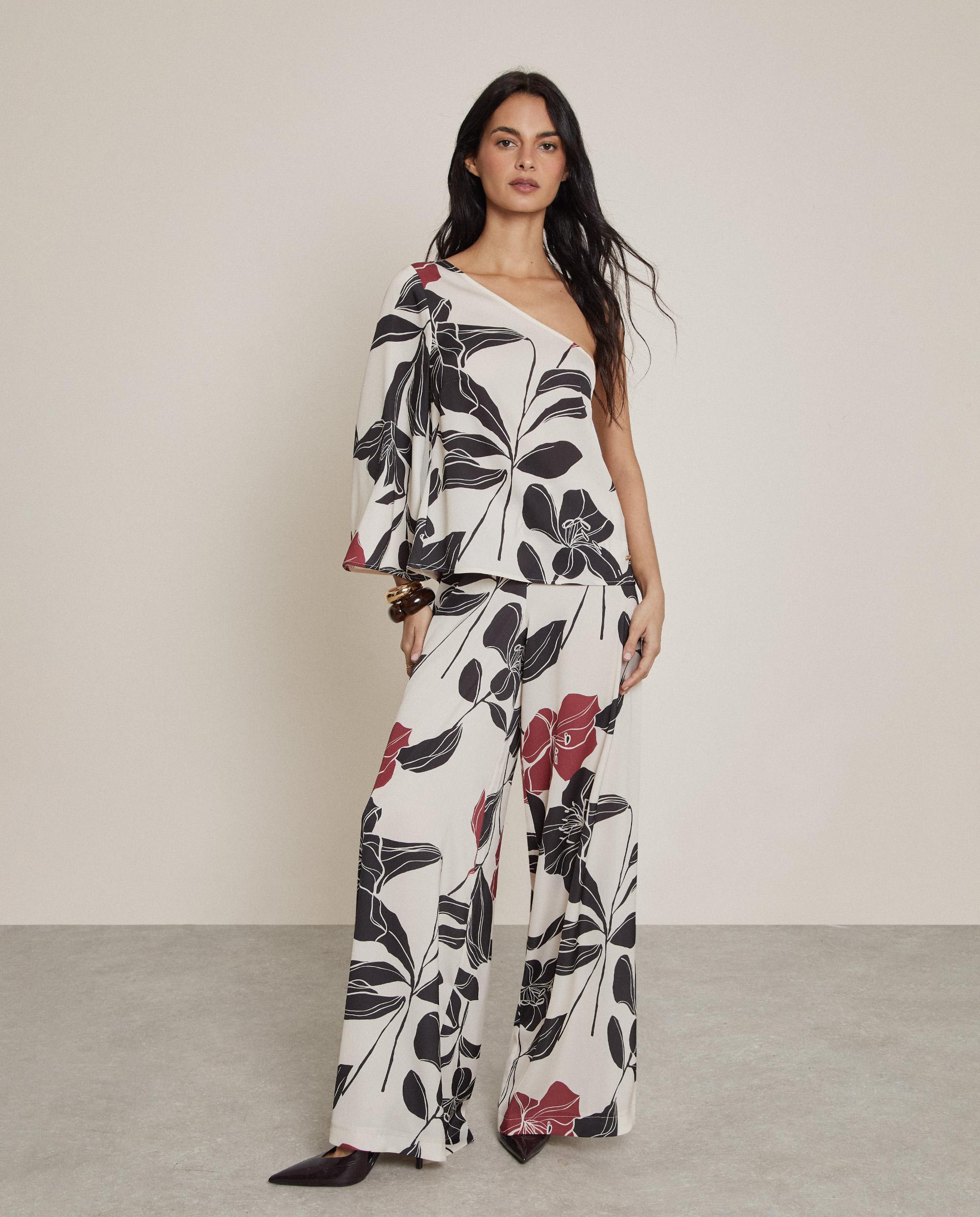 Top de mujer estampado asimétrico - Trucco - Negro / Rojo / Blanco Negro / Rojo / Blanco-2