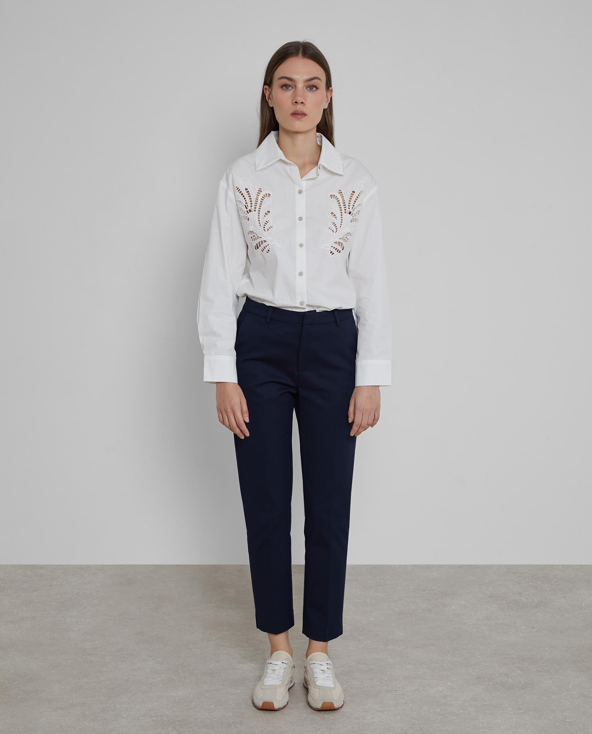 Trucco - Pantalones rectos de mujer tobilleros en algodón.