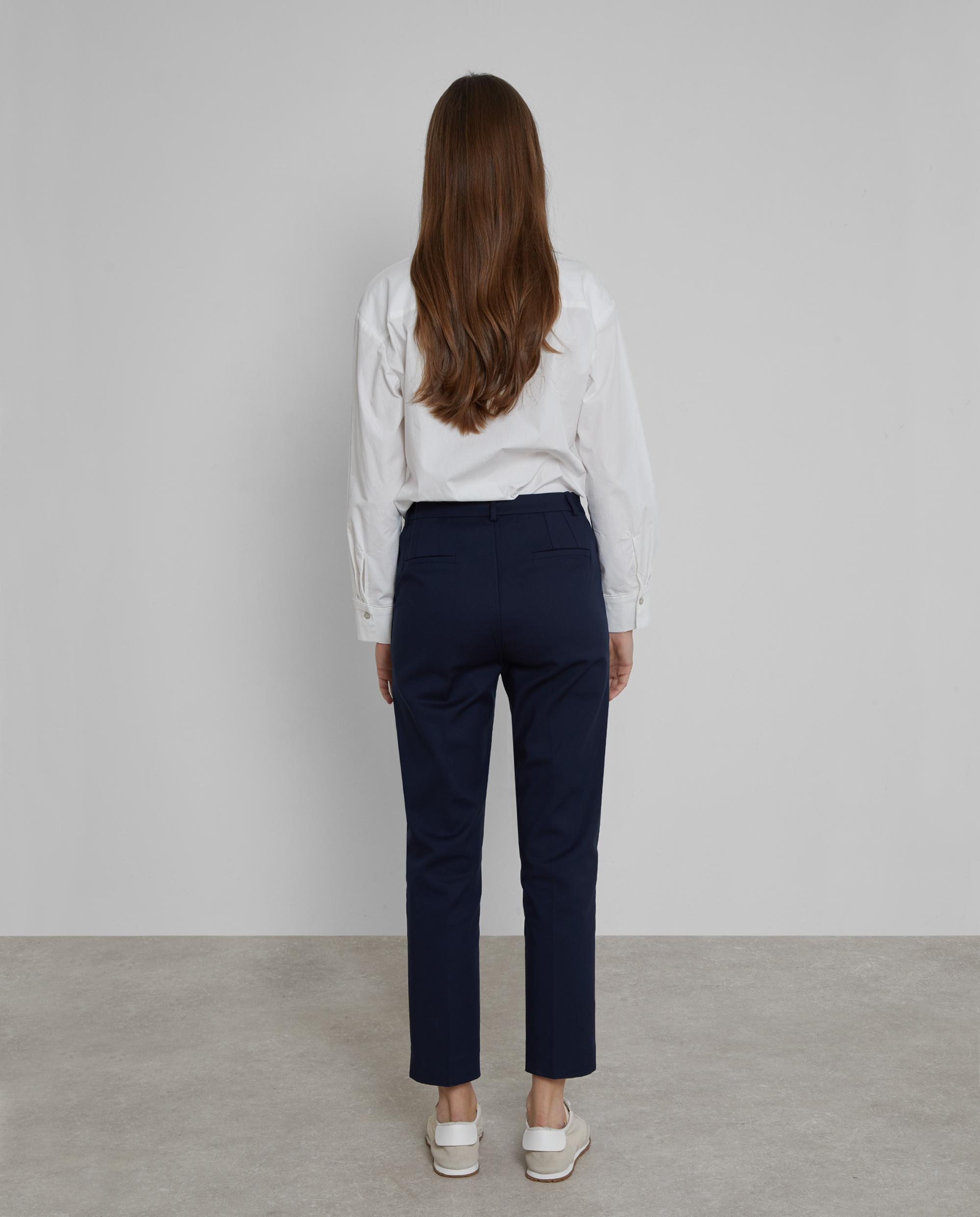 Pantalones rectos de mujer tobilleros en algodón - Trucco - Azul marino Azul marino-3