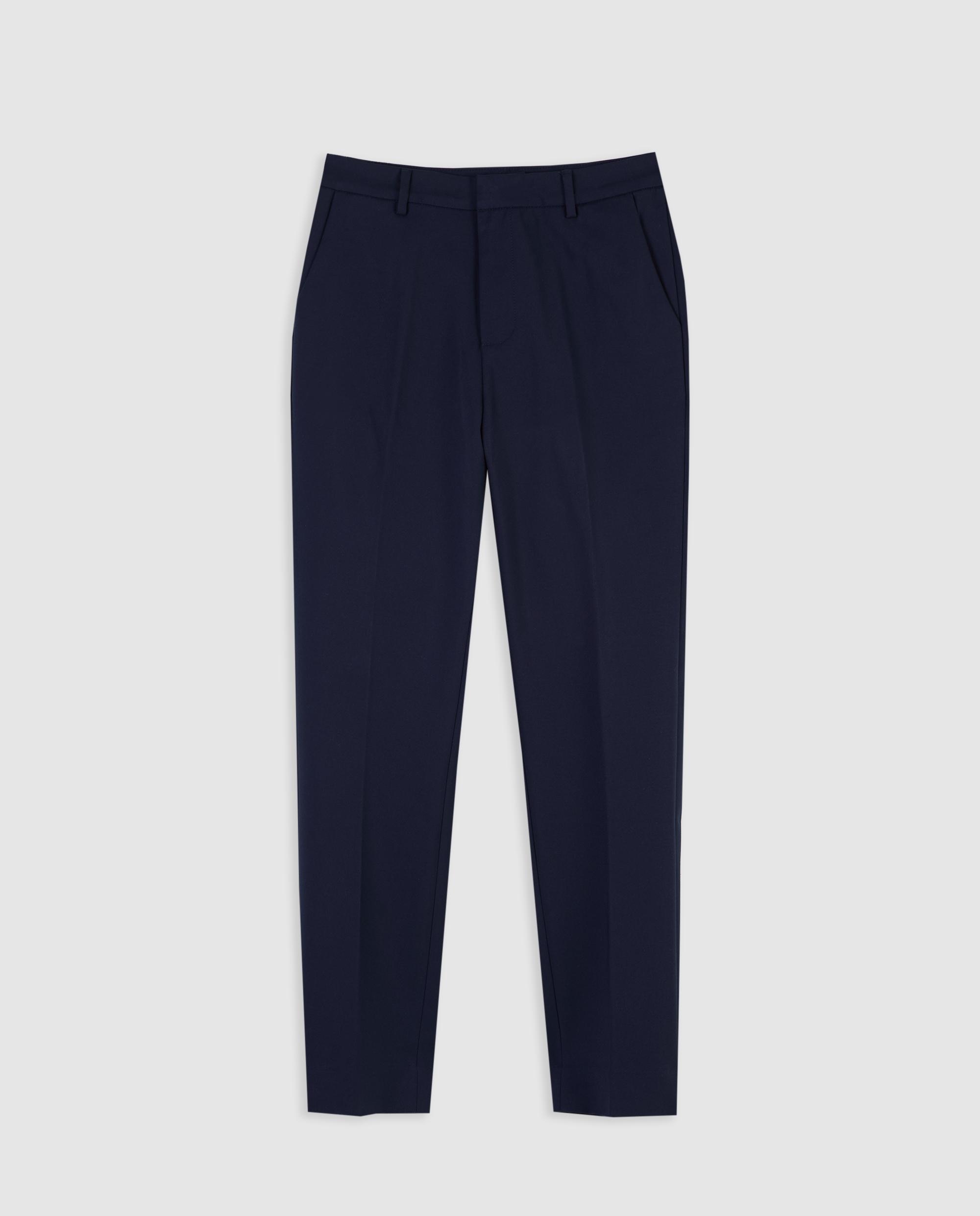 Pantalones rectos de mujer tobilleros en algodón - Trucco - Azul marino Azul marino-4