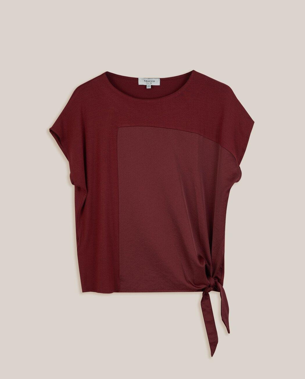 Camiseta de mujer de manga corta con detalle de lazo - Trucco - Granate Granate-4