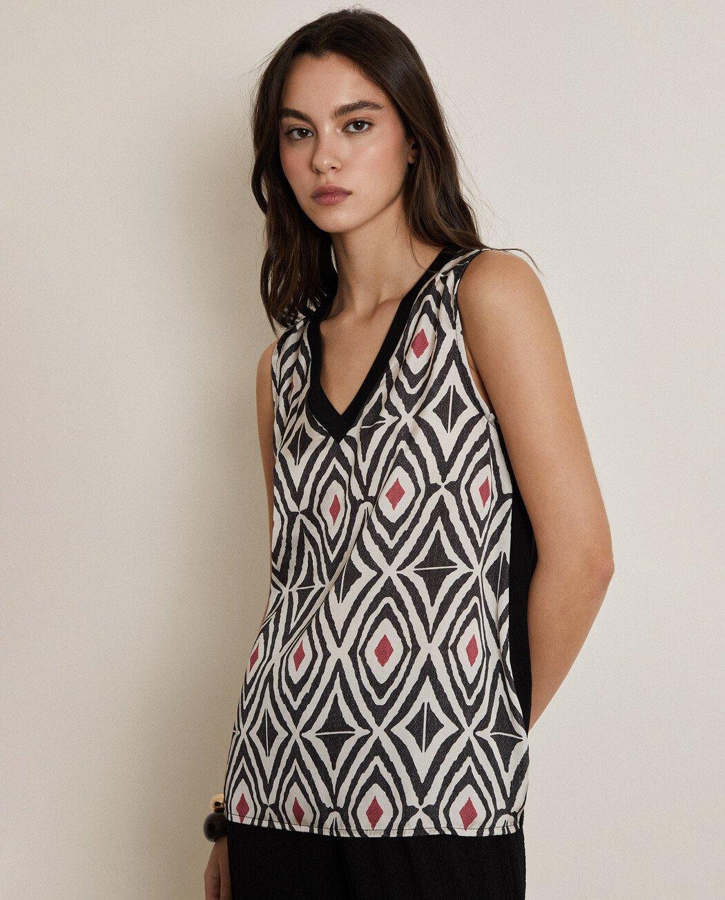 Trucco - Camiseta de mujer estampada sin mangas.