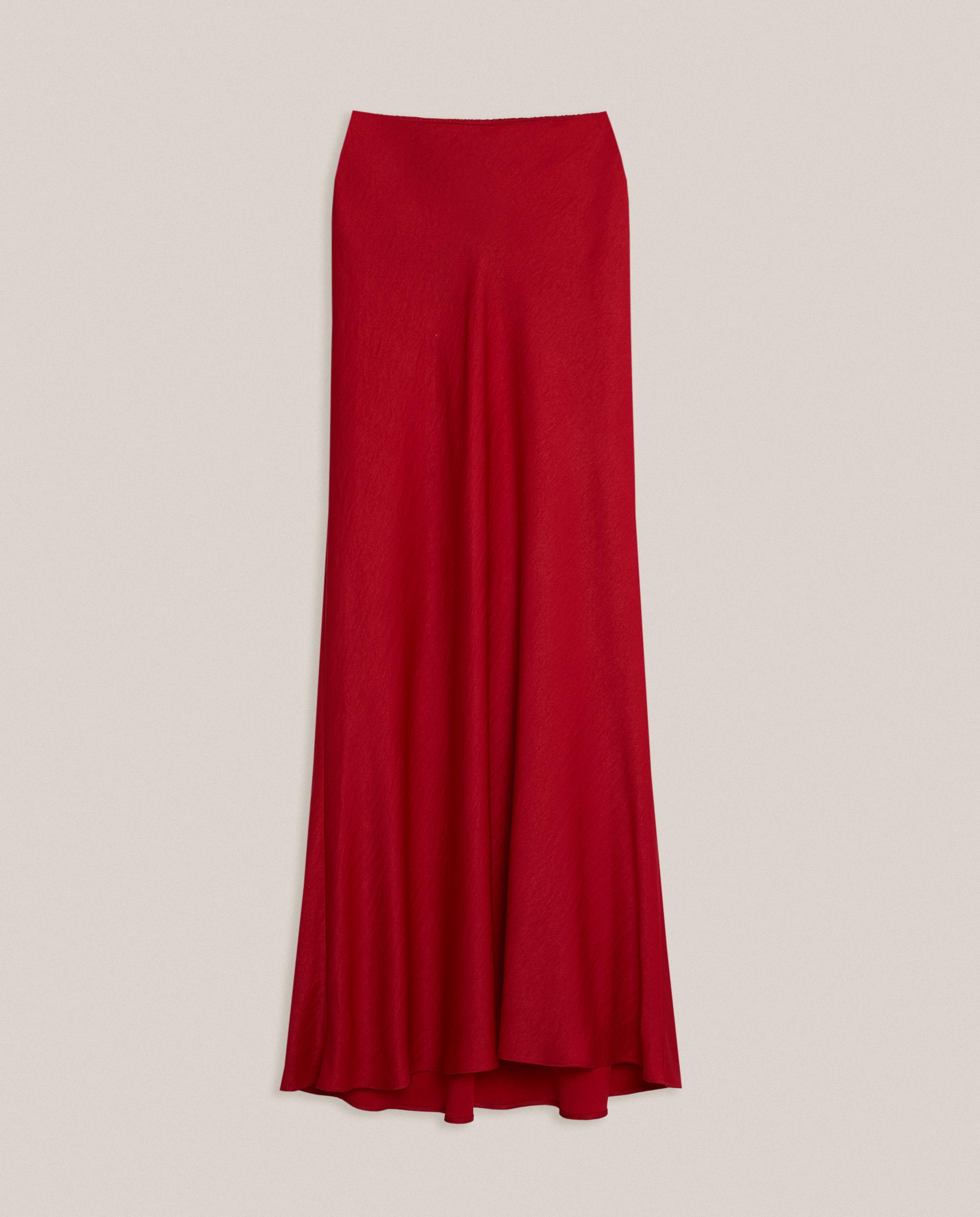 Falda larga satinada con cinturilla elástica - Trucco - Rojo Rojo-4