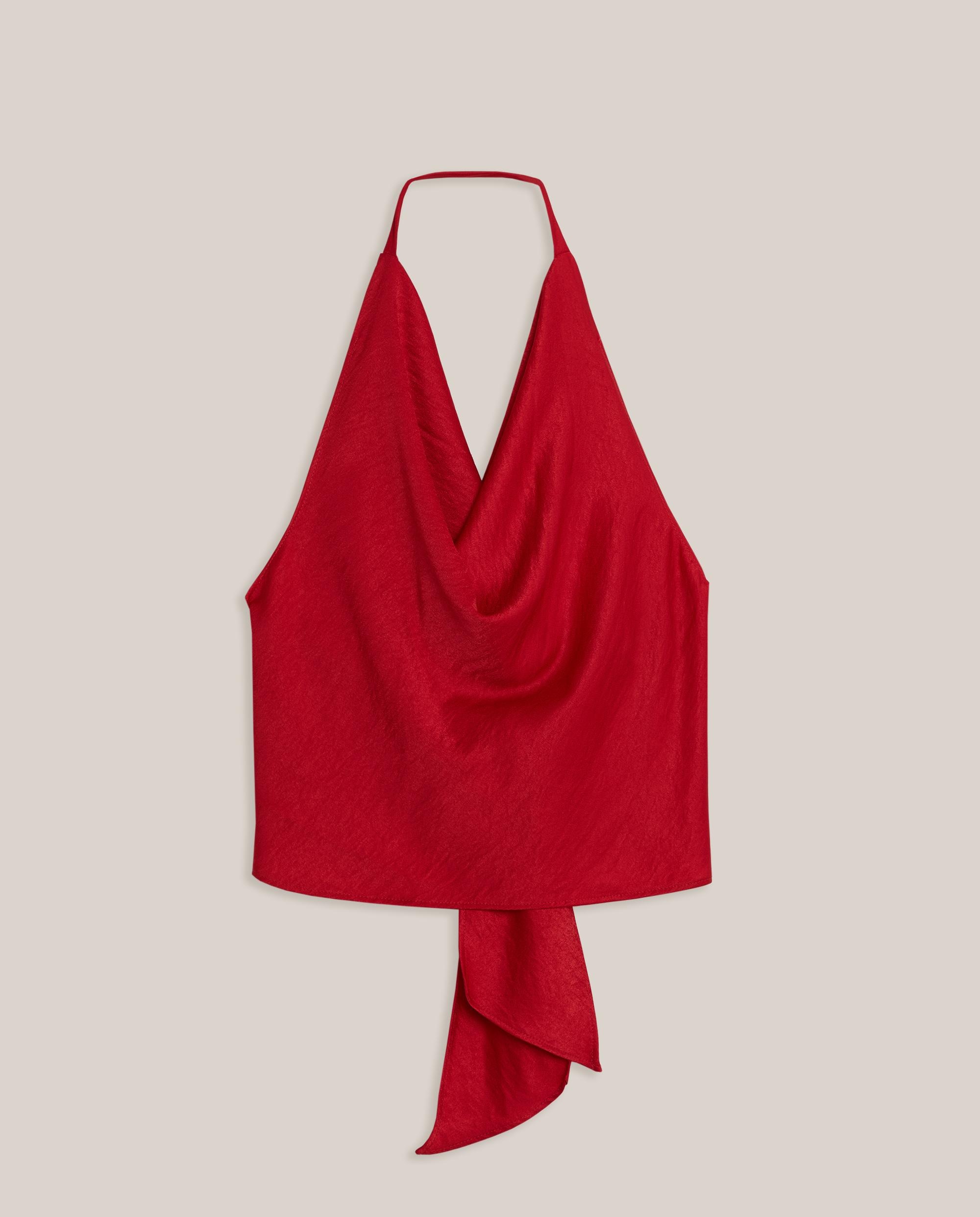 Top de mujer atado al cuello drapeado - Trucco - Rojo Rojo-4