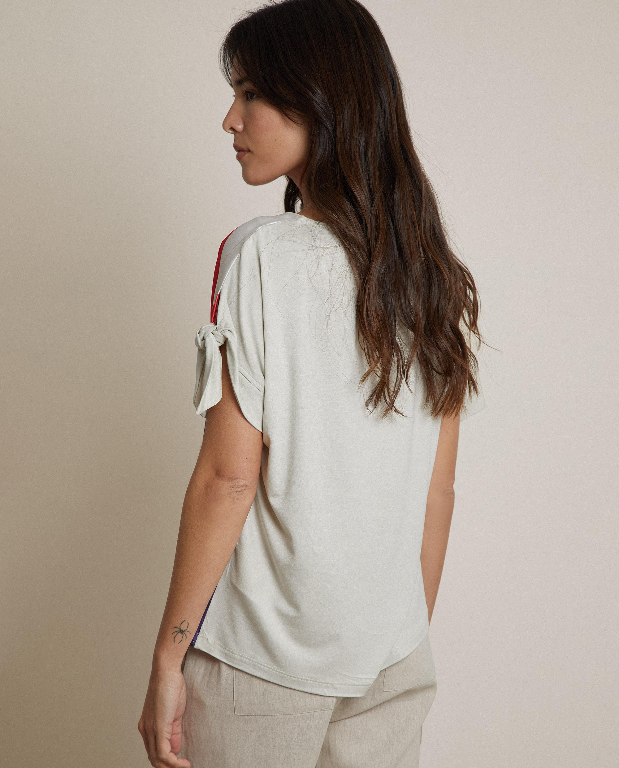 Camiseta de mujer estampada con lazos en las mangas - Trucco - Multicolor Multicolor-2