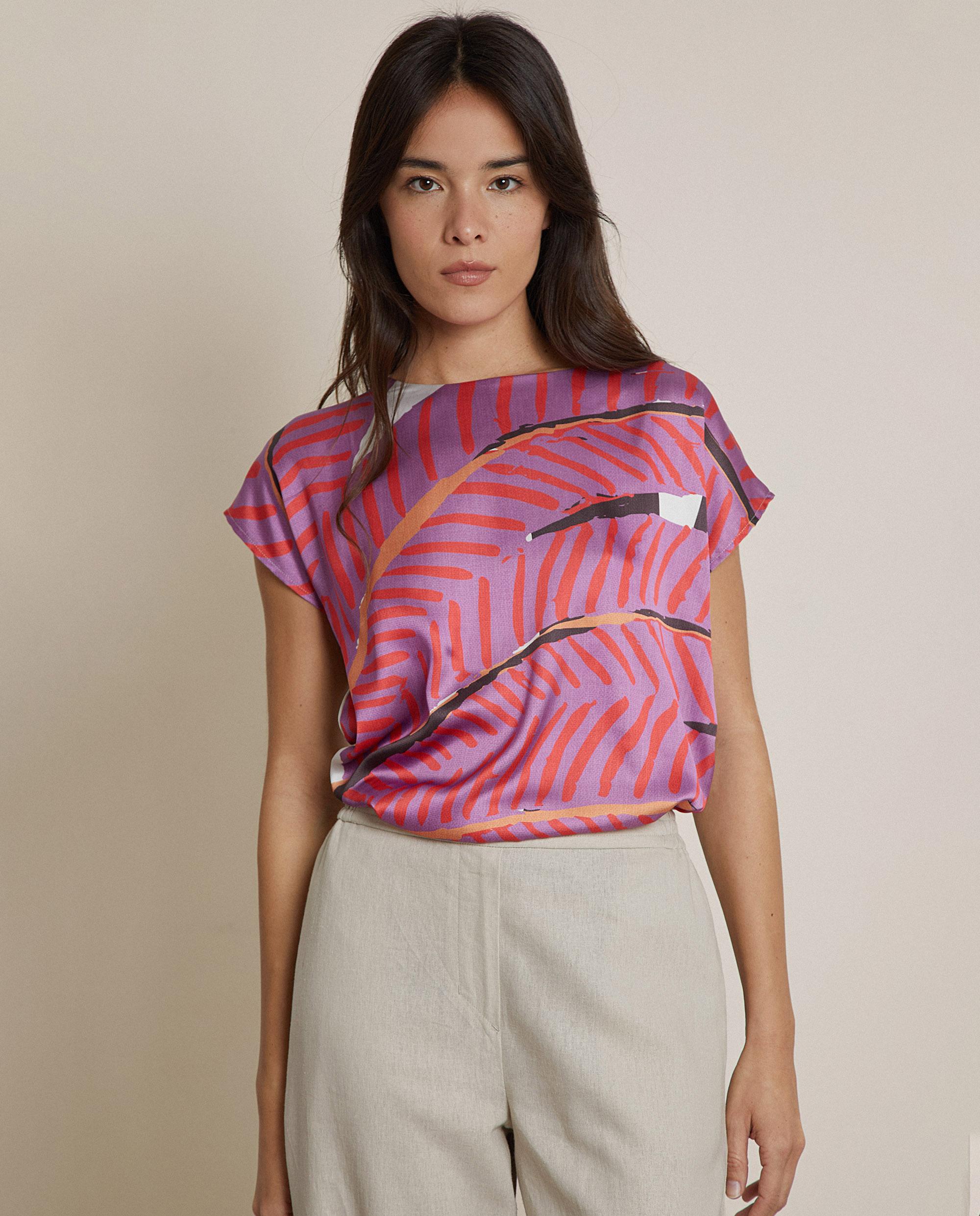 Camiseta de mujer estampada de manga corta - Trucco - Lila Lila-1