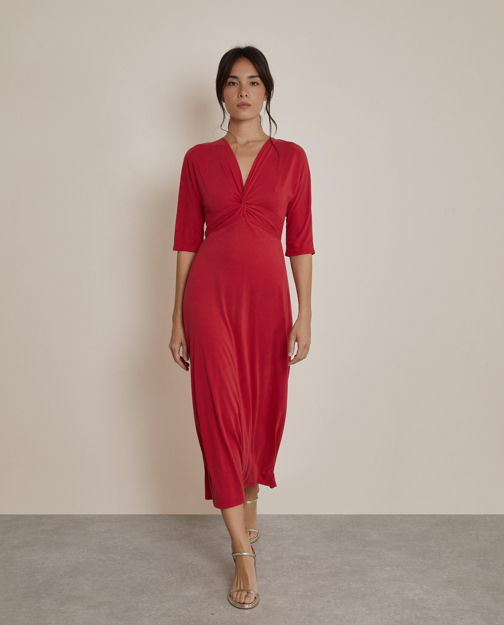 Trucco - Vestido midi con escote en pico anudado.