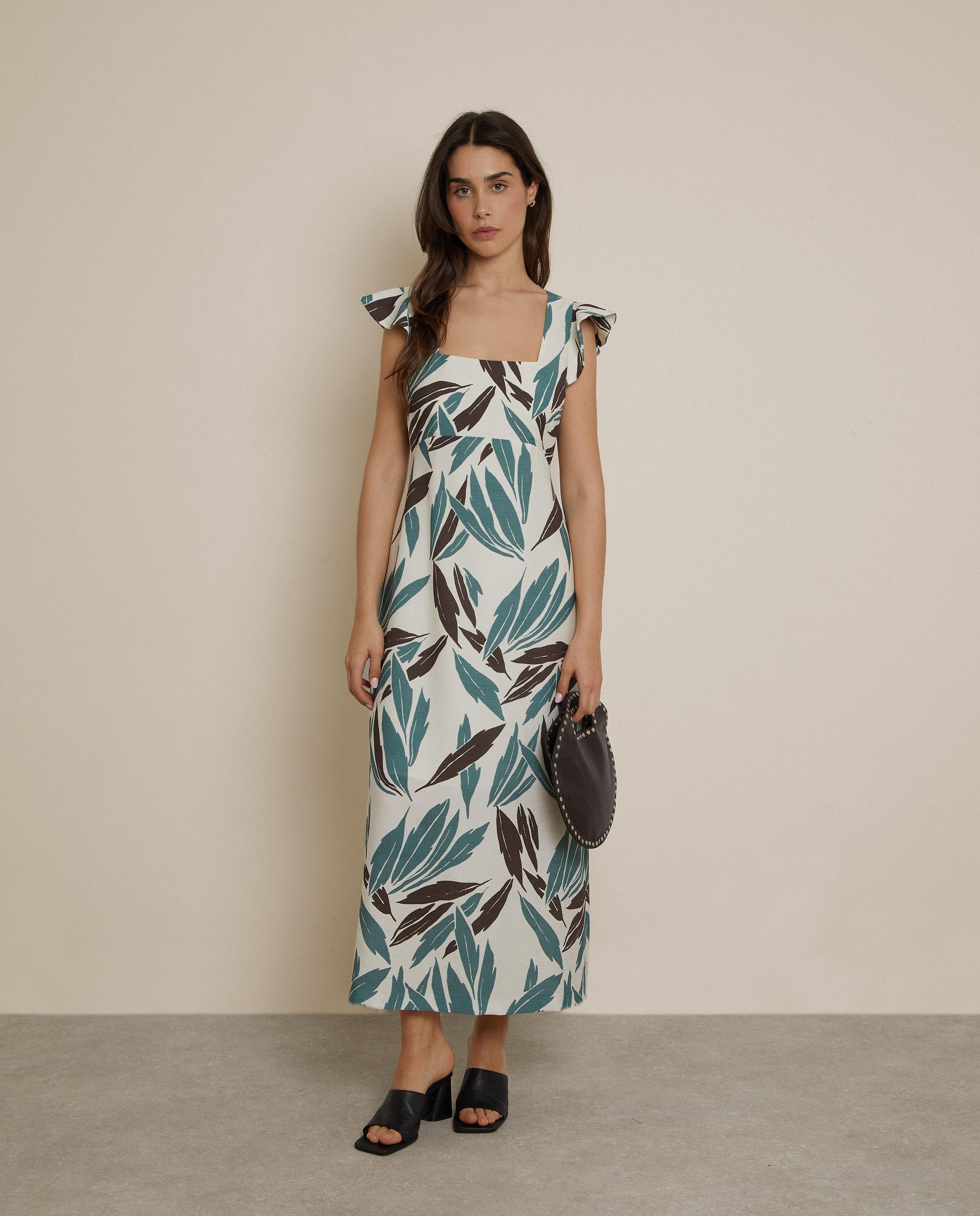 Vestido midi estampado con manga con volante - Trucco - Multicolor Multicolor-1