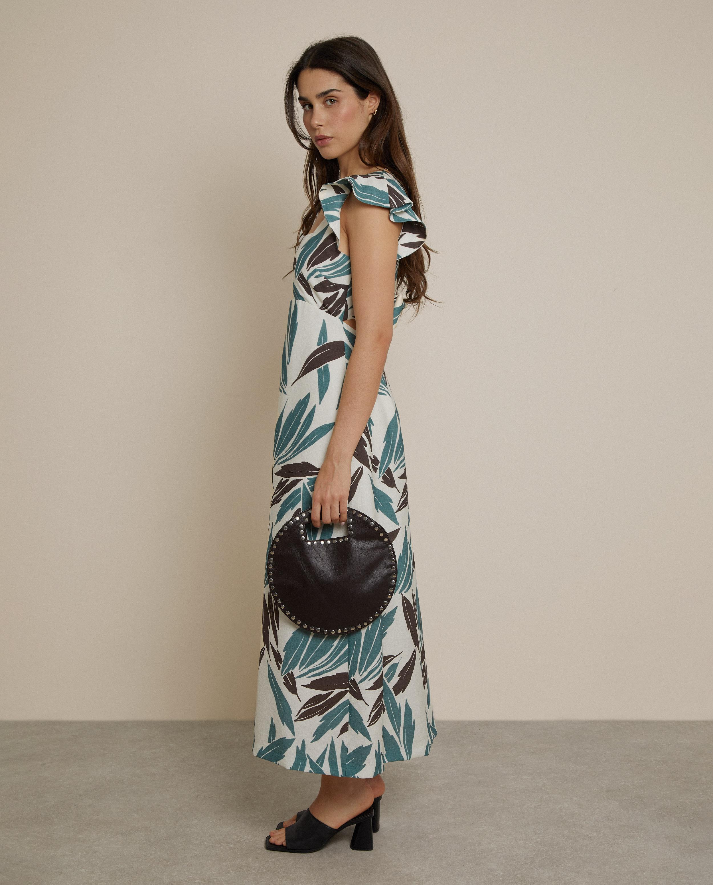 Vestido midi estampado con manga con volante - Trucco - Multicolor Multicolor-2