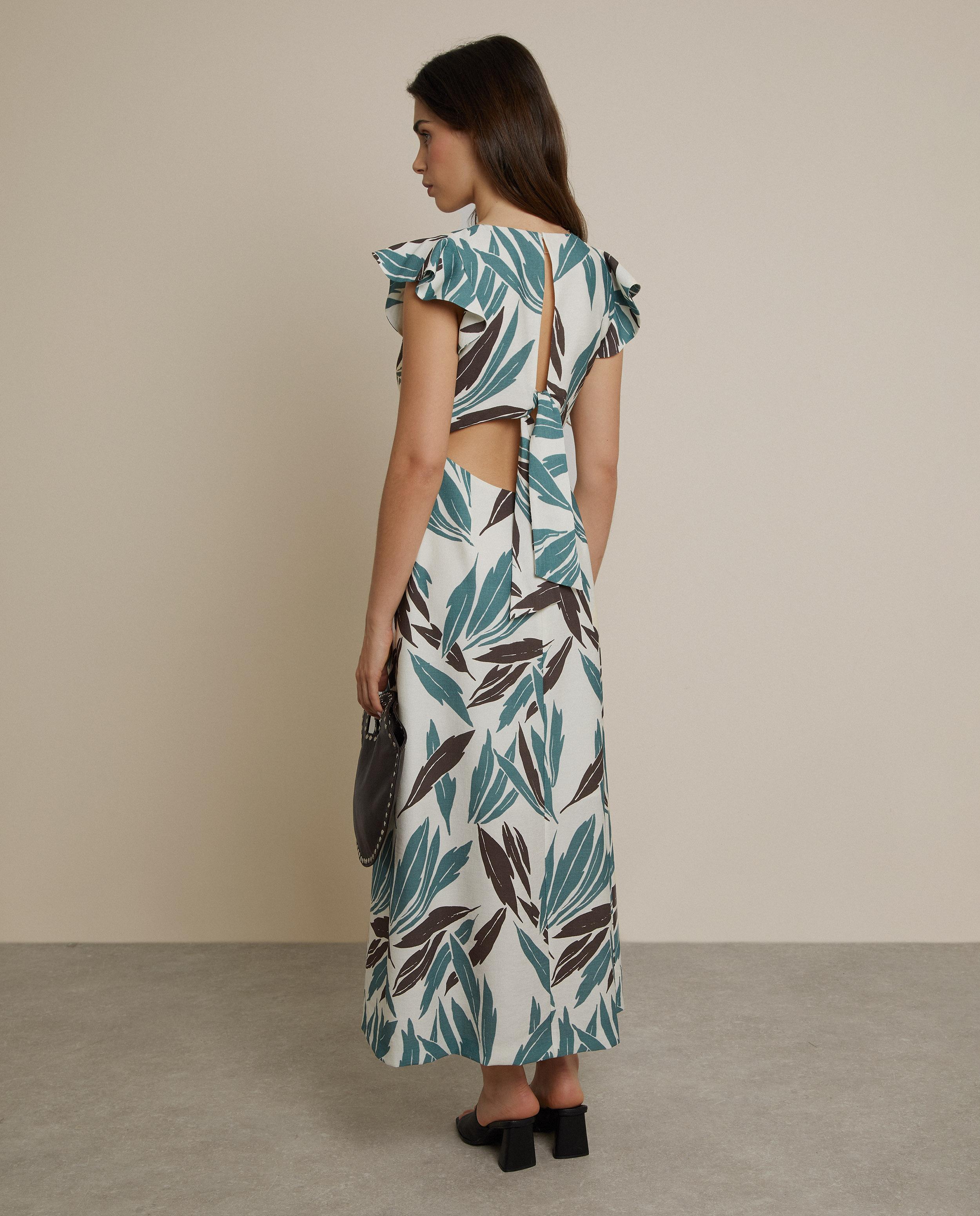 Vestido midi estampado con manga con volante - Trucco - Multicolor Multicolor-3