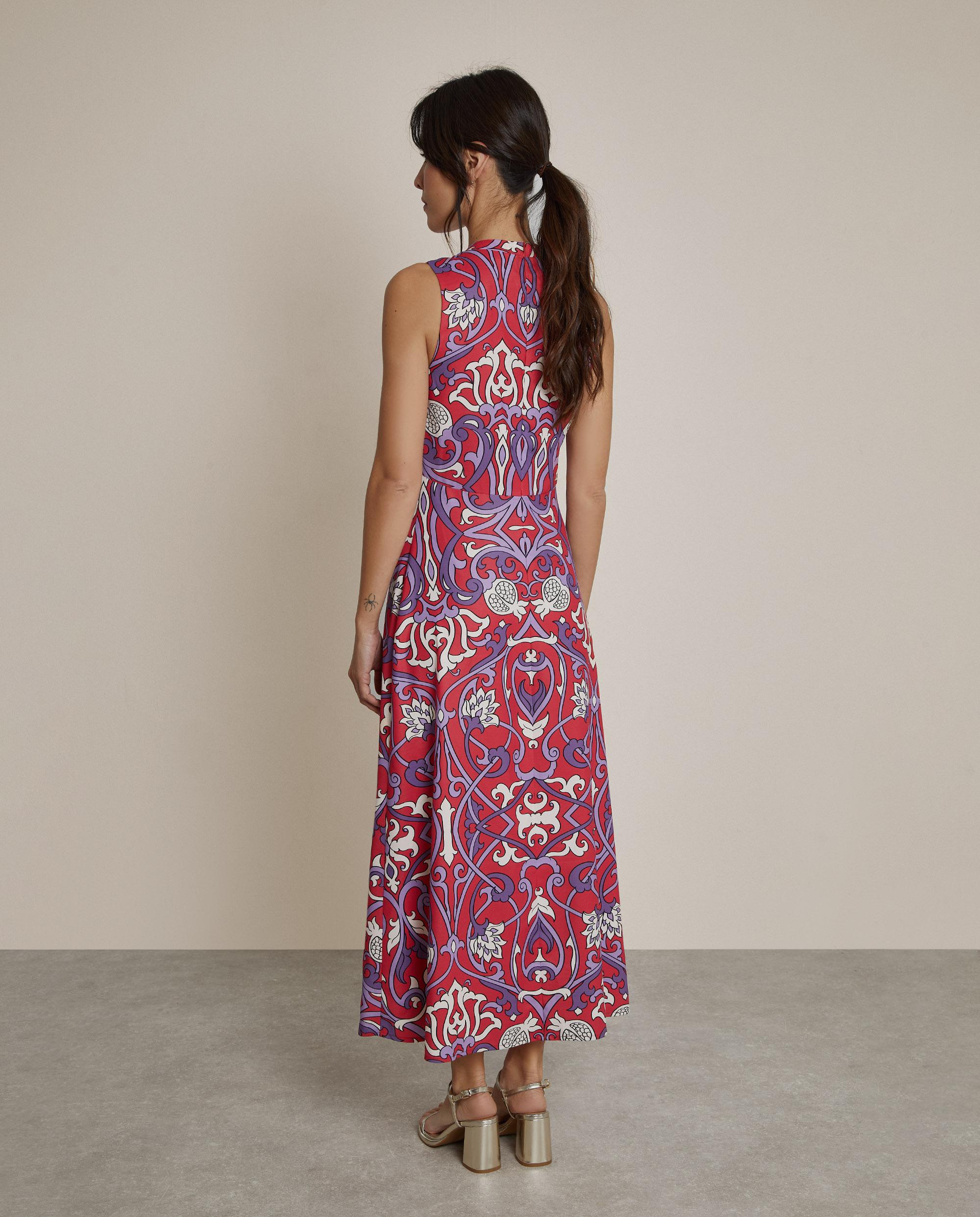 Imagen 2 de Vestido midi sin mangas estampado - Trucco - Rojo cereza Rojo cereza