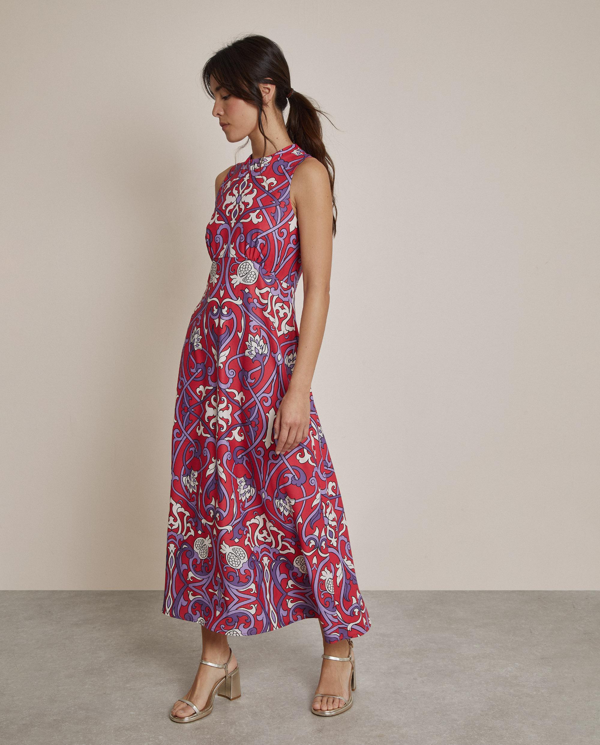 Imagen 3 de Vestido midi sin mangas estampado - Trucco - Rojo cereza Rojo cereza