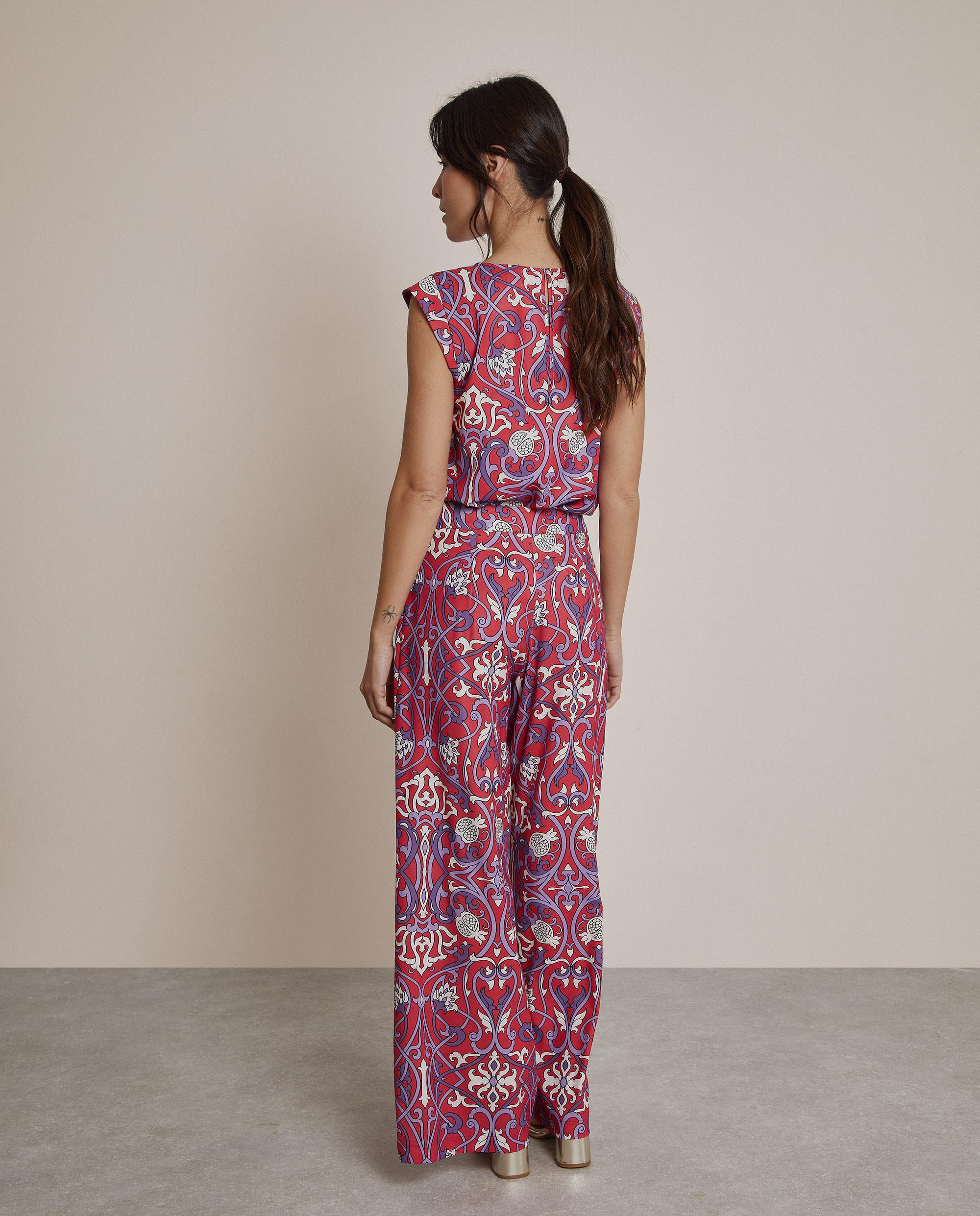 Pantalón ancho de mujer estampado de talle alto - Trucco - Rojo cereza Rojo cereza-3