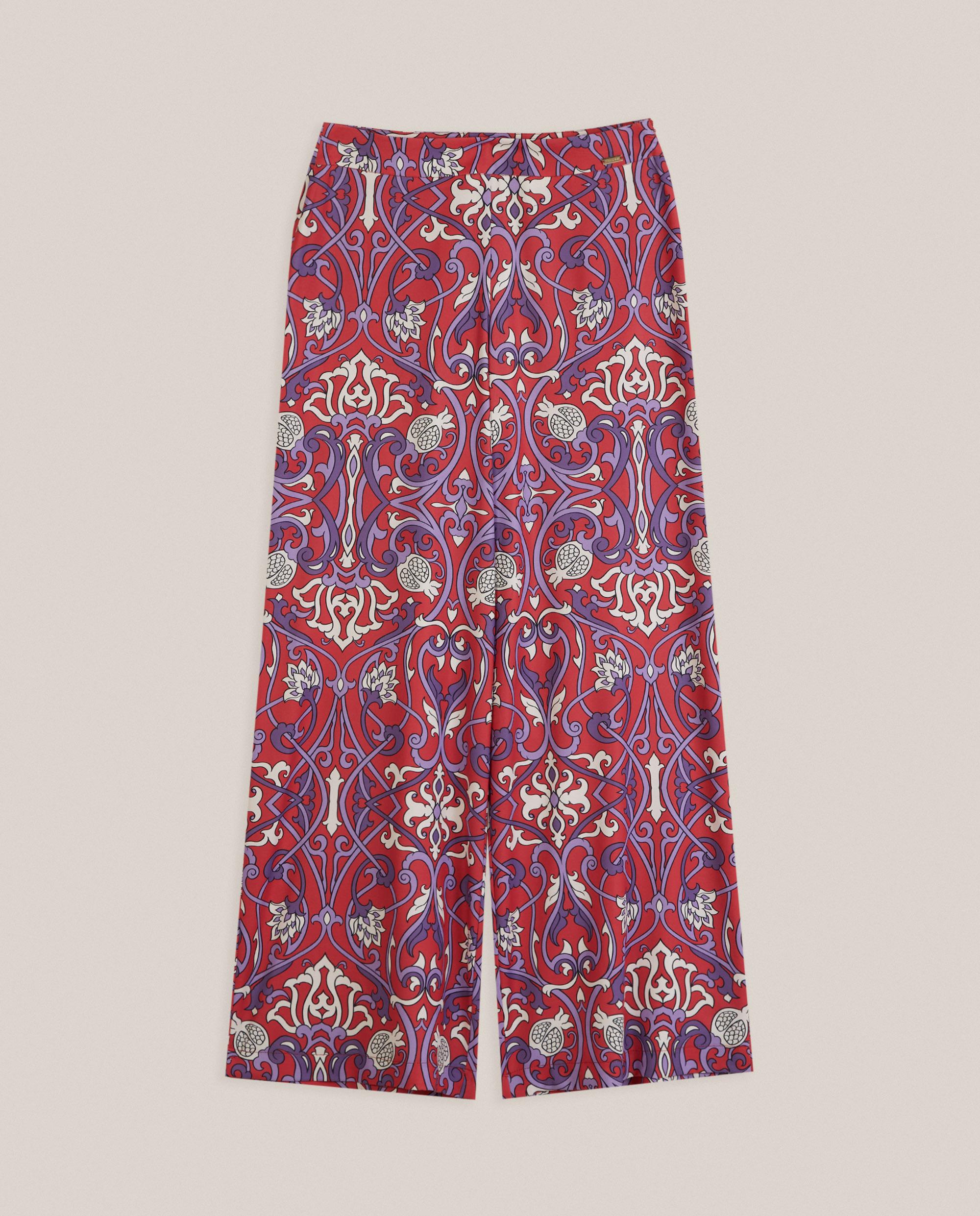 Pantalón ancho de mujer estampado de talle alto - Trucco - Rojo cereza Rojo cereza-4