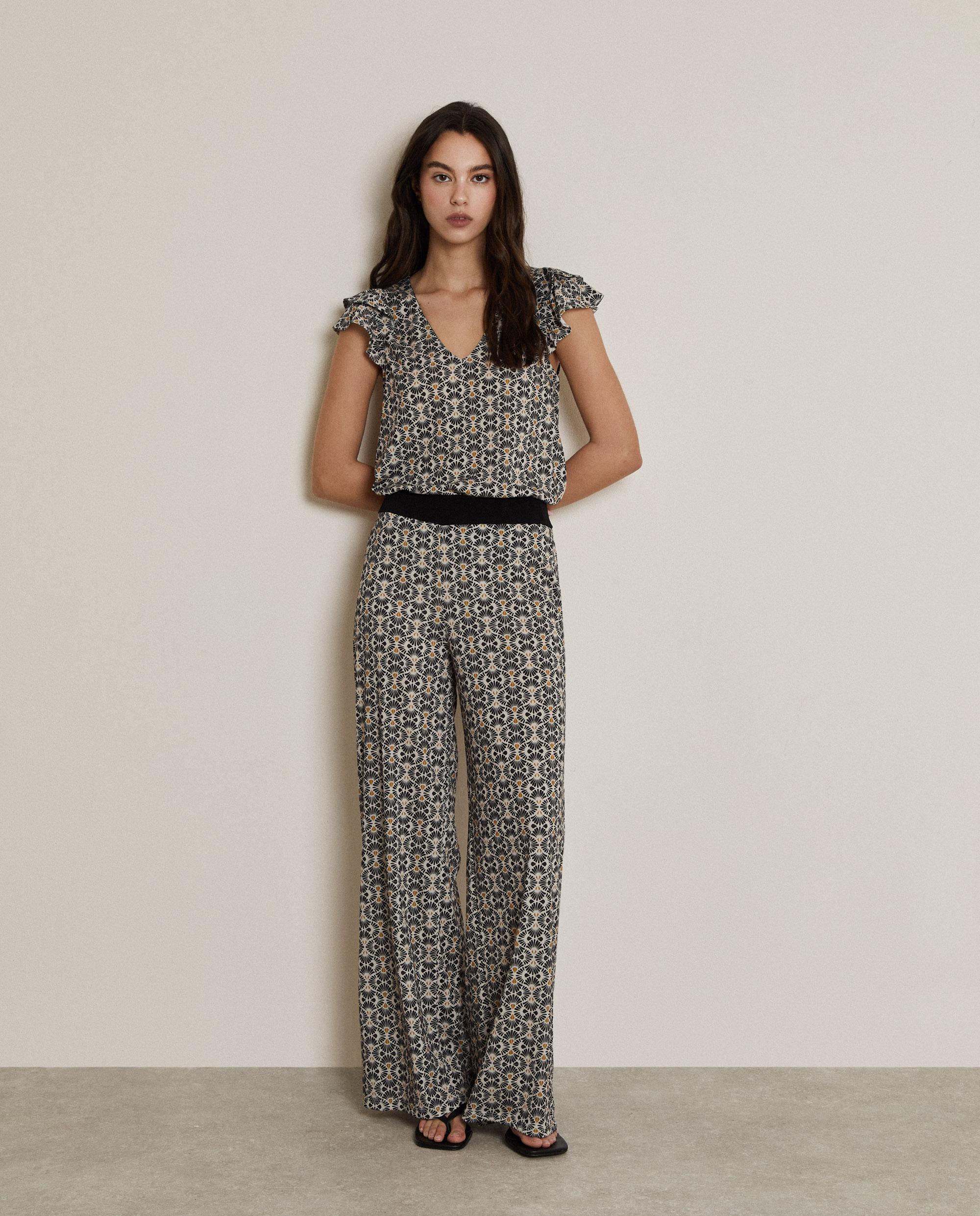 Trucco - Pantalones anchos de mujer estampados con cintura elástica.