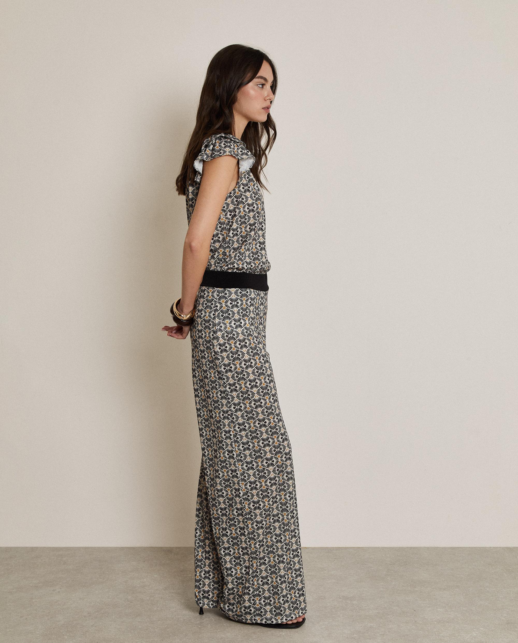 Pantalones anchos de mujer estampados con cintura elástica - Trucco - Blanco / Negro Blanco / Negro-2