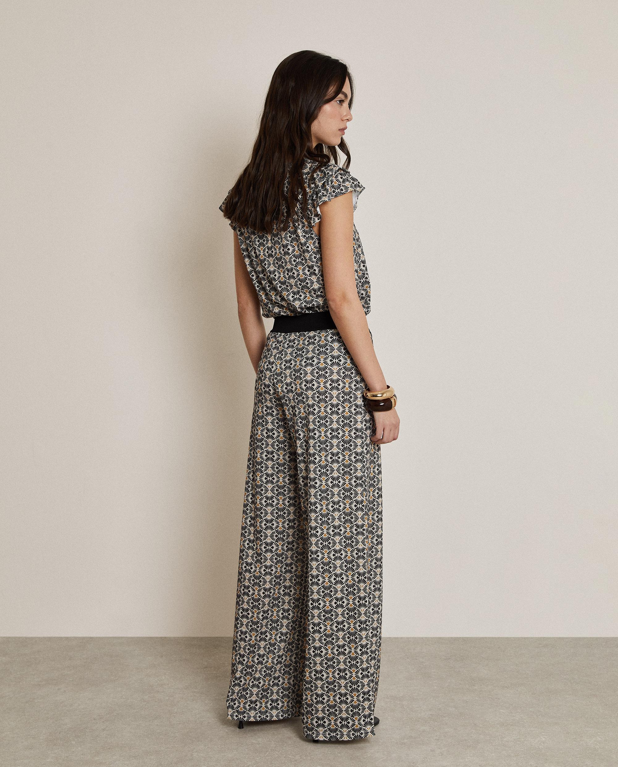 Pantalones anchos de mujer estampados con cintura elástica - Trucco - Blanco / Negro Blanco / Negro-3