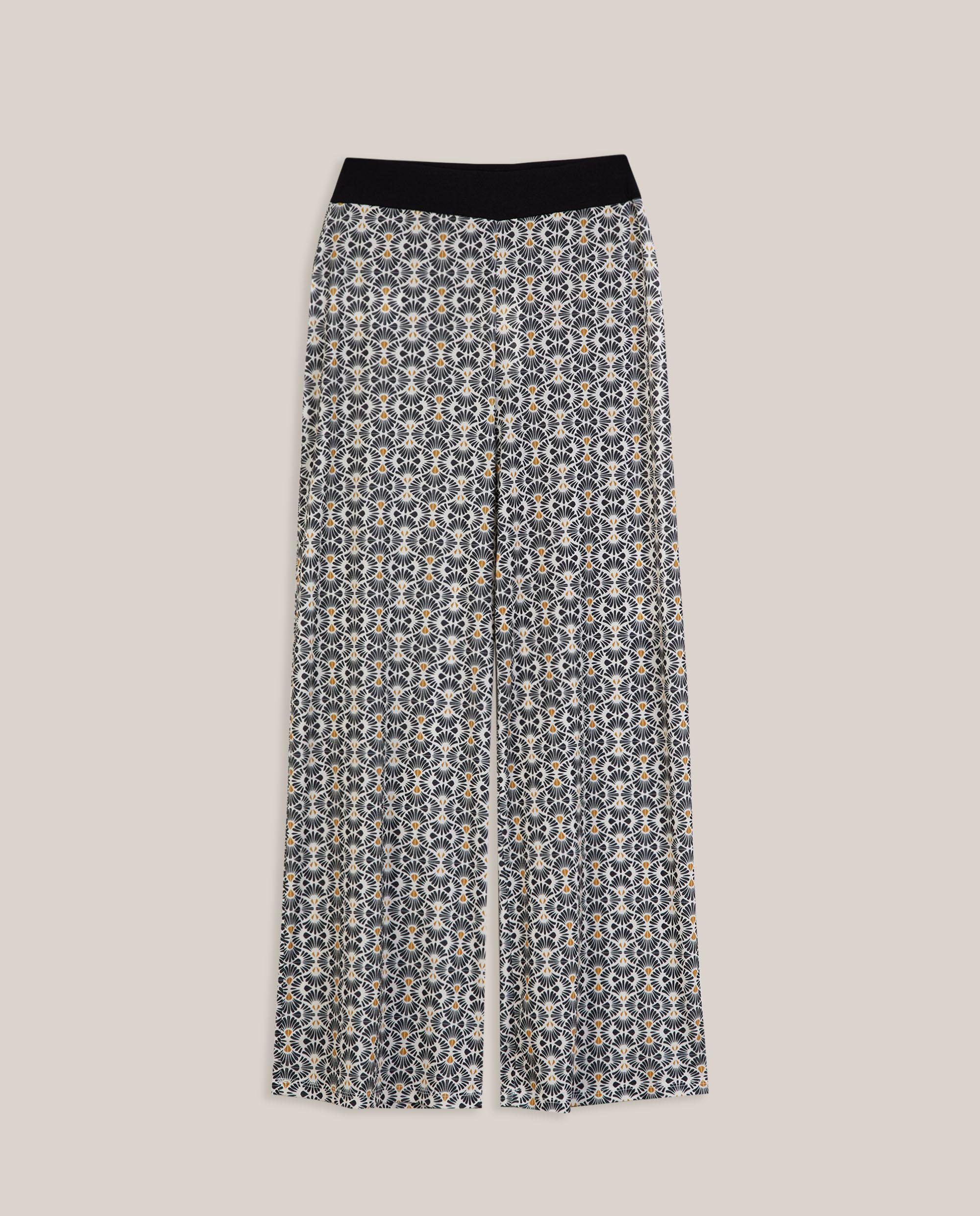 Pantalones anchos de mujer estampados con cintura elástica - Trucco - Blanco / Negro Blanco / Negro-4
