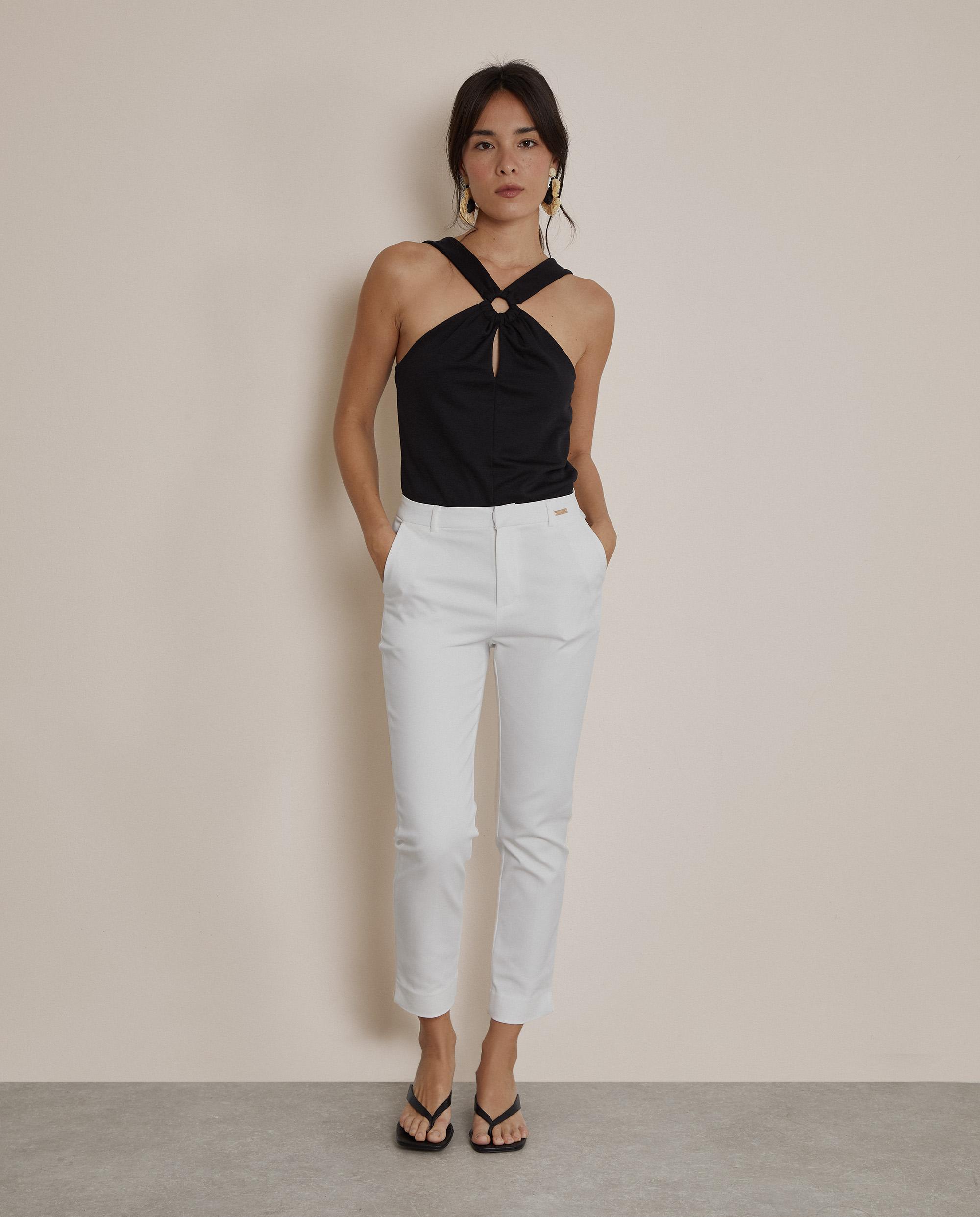 Trucco - Pantalón pitillo de mujer de algodón con bolsillos laterales.