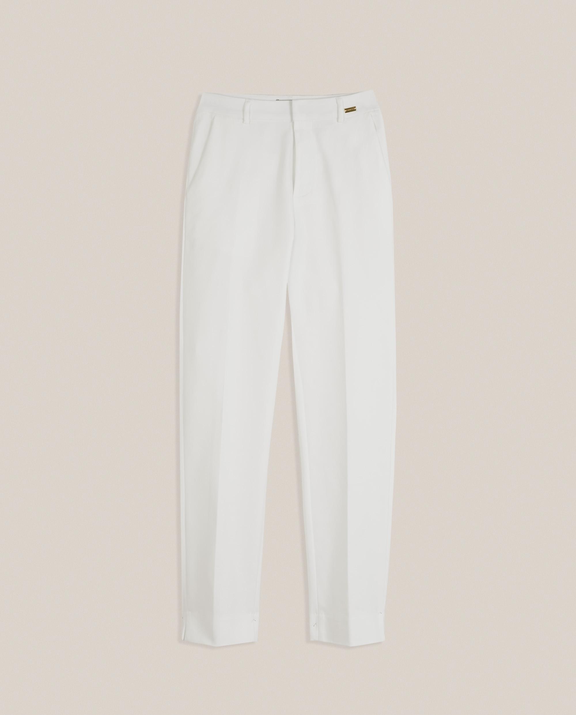 Pantalón pitillo de mujer de algodón con bolsillos laterales - Trucco - Blanco Blanco-4