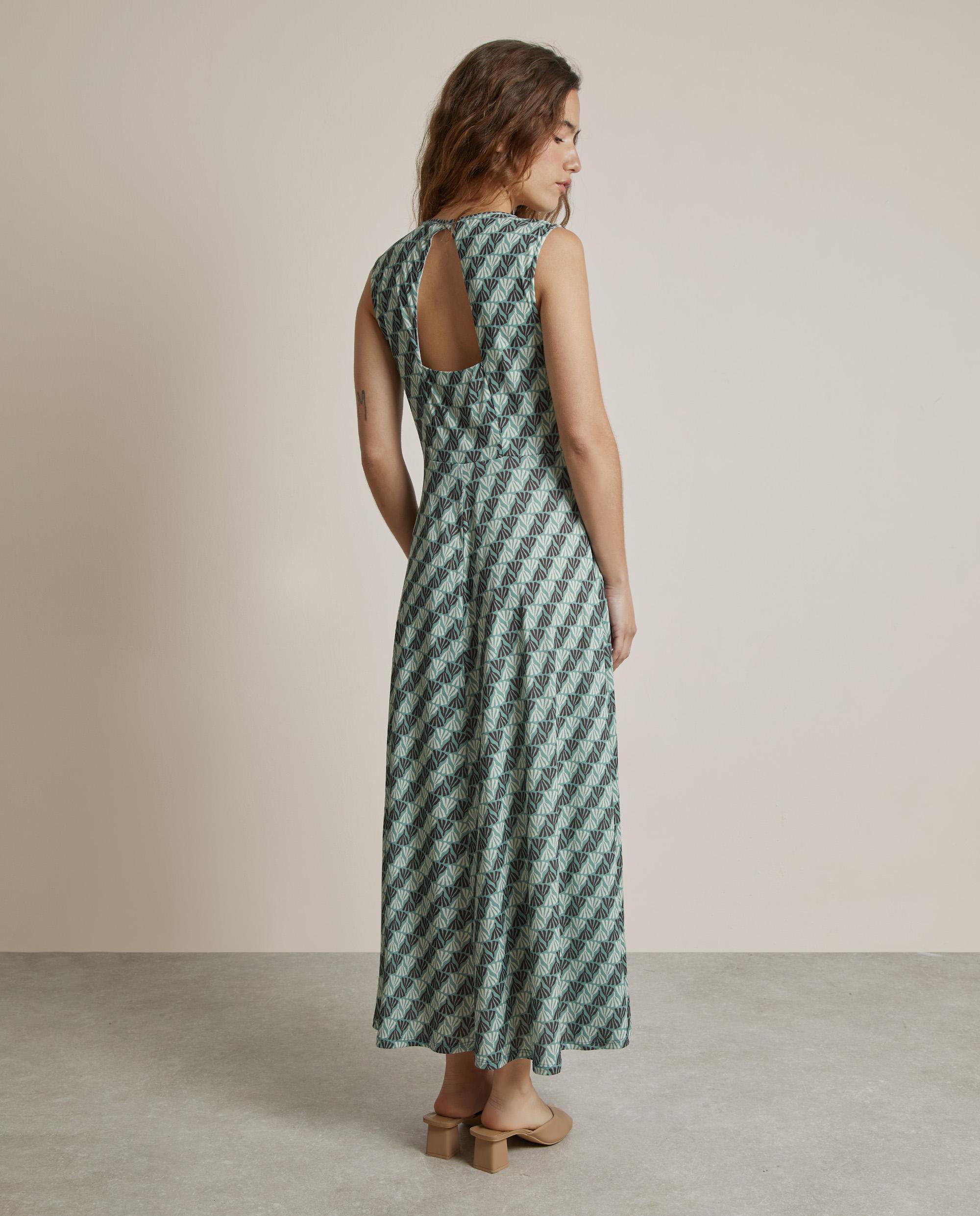 Vestido midi estampado sin mangas - Trucco - Verde Agua Verde Agua-2