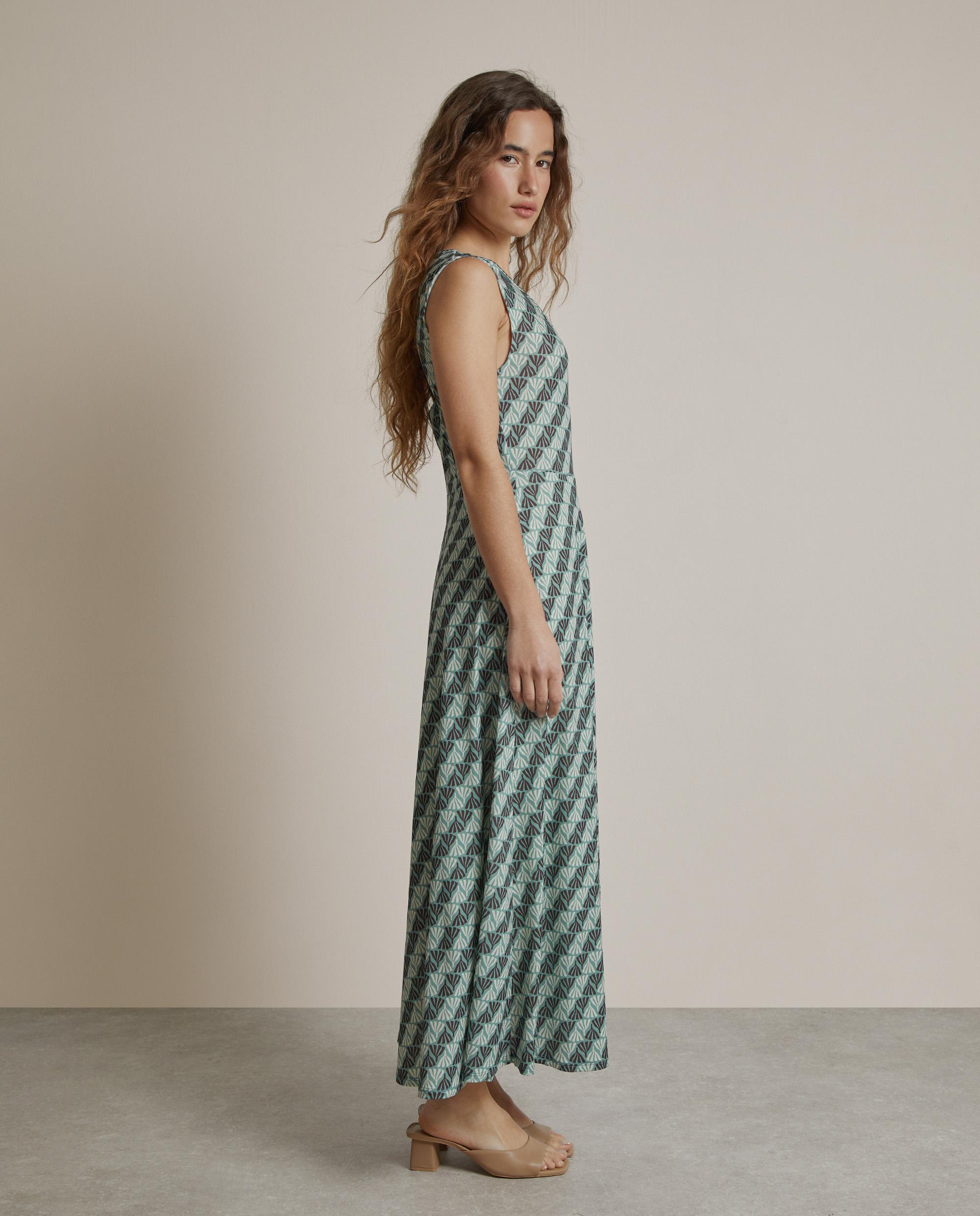 Vestido midi estampado sin mangas - Trucco - Verde Agua Verde Agua-3