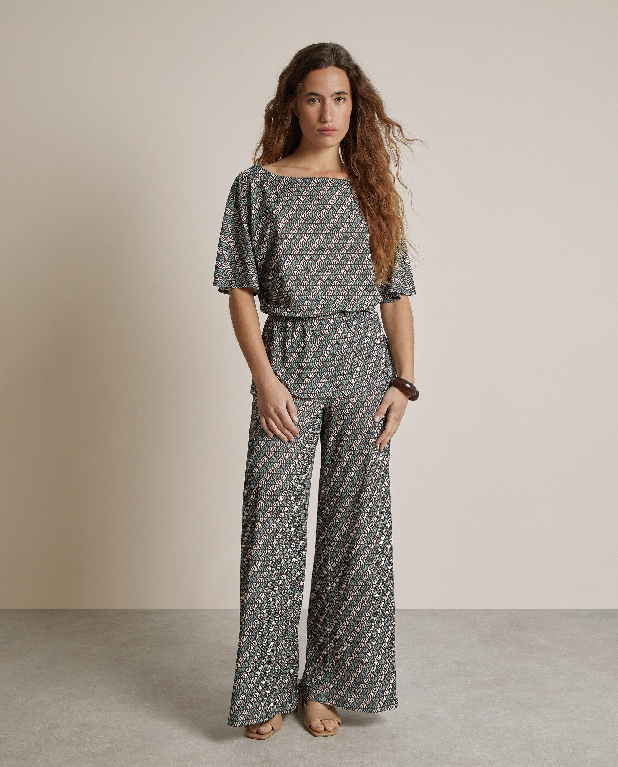 Pantalones anchos de mujer estampados - Trucco - Verde Agua Verde Agua-1