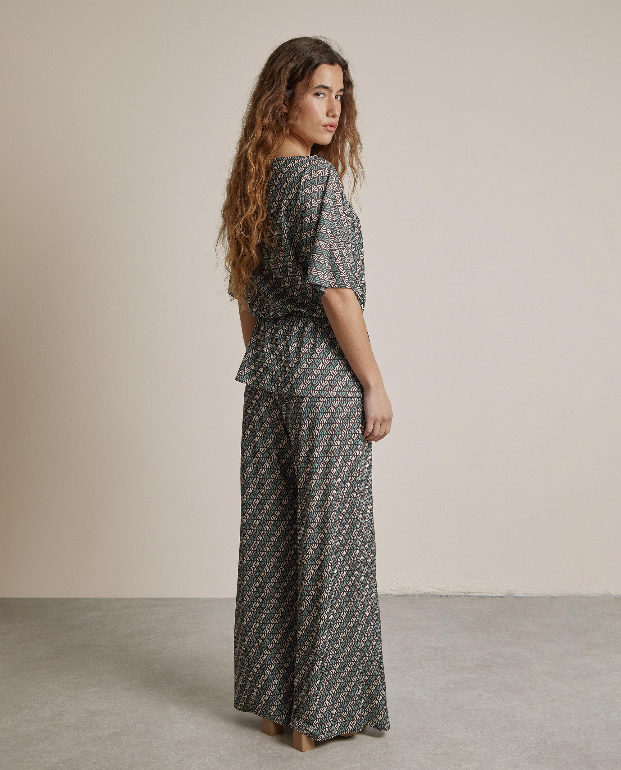 Pantalones anchos de mujer estampados - Trucco - Verde Agua Verde Agua-2