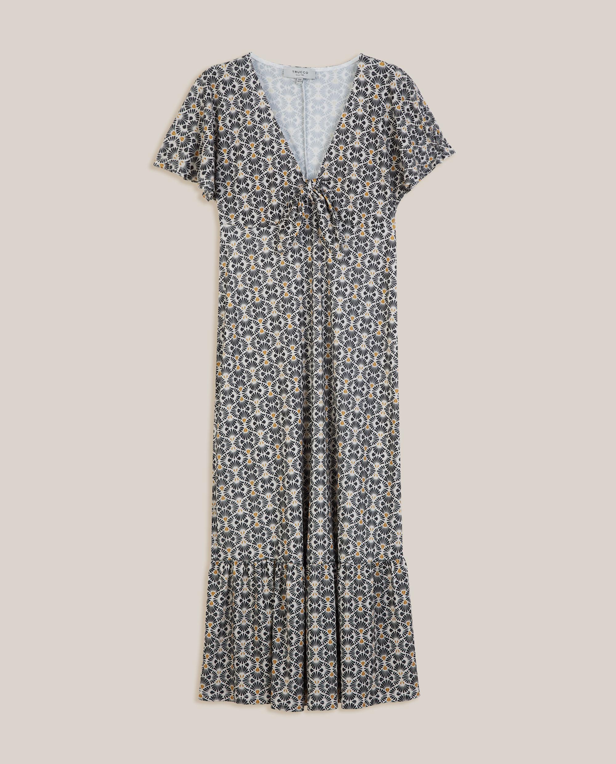 Vestido midi estampado con escote en pico - Trucco - Blanco / Negro Blanco / Negro-4