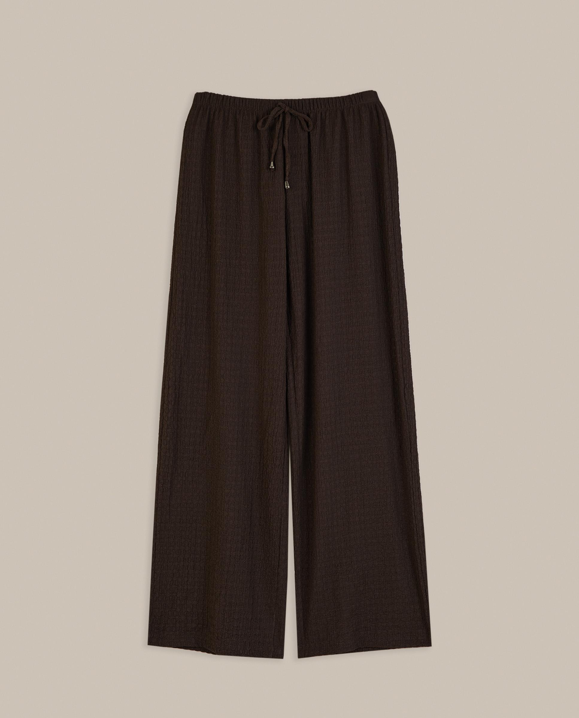 Pantalón ancho de mujer con textura - Trucco - Marrón oscuro Marrón oscuro-4