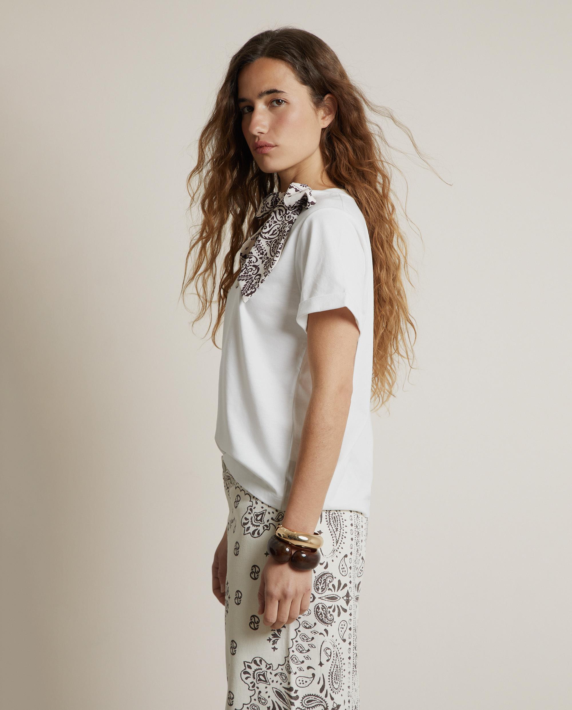 Camiseta de mujer de algodón con lazo en el cuello - Trucco - Blanco Blanco-2