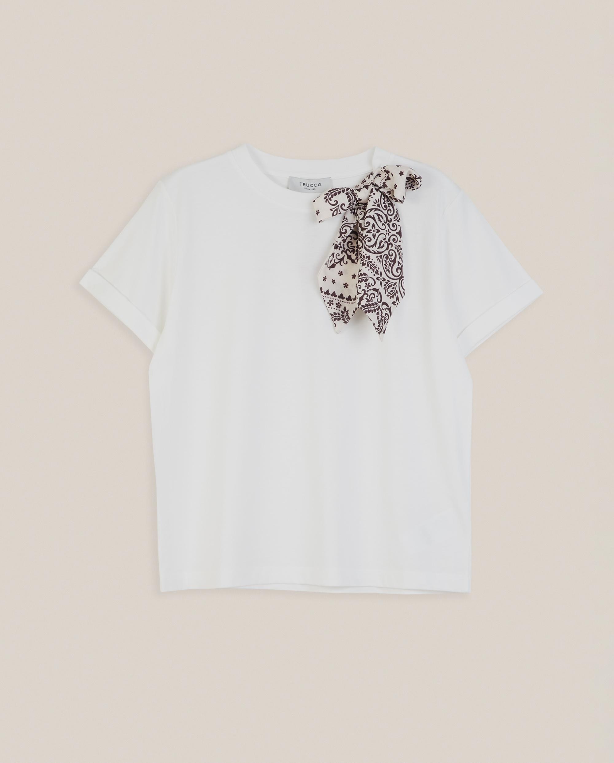 Camiseta de mujer de algodón con lazo en el cuello - Trucco - Blanco Blanco-4