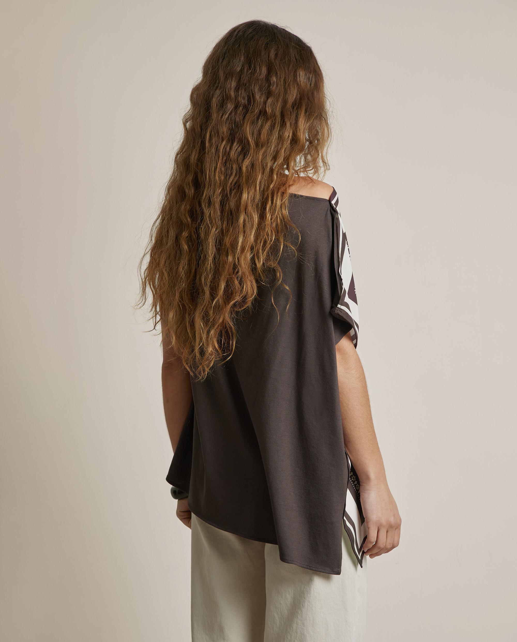 Camiseta de mujer satinada estampada - Trucco - Blanco/Marrón Blanco/Marrón-3