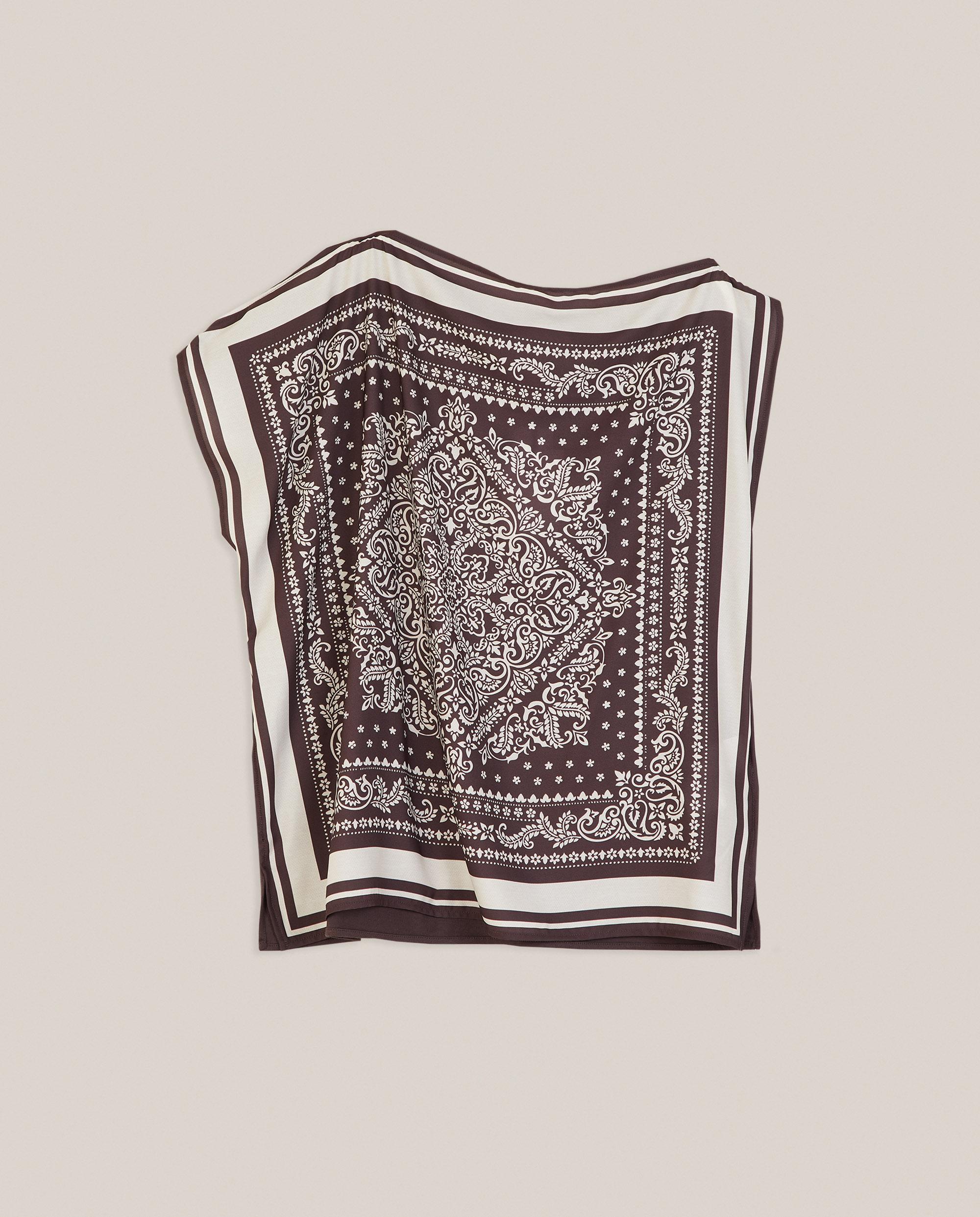Camiseta de mujer satinada estampada - Trucco - Blanco/Marrón Blanco/Marrón-4
