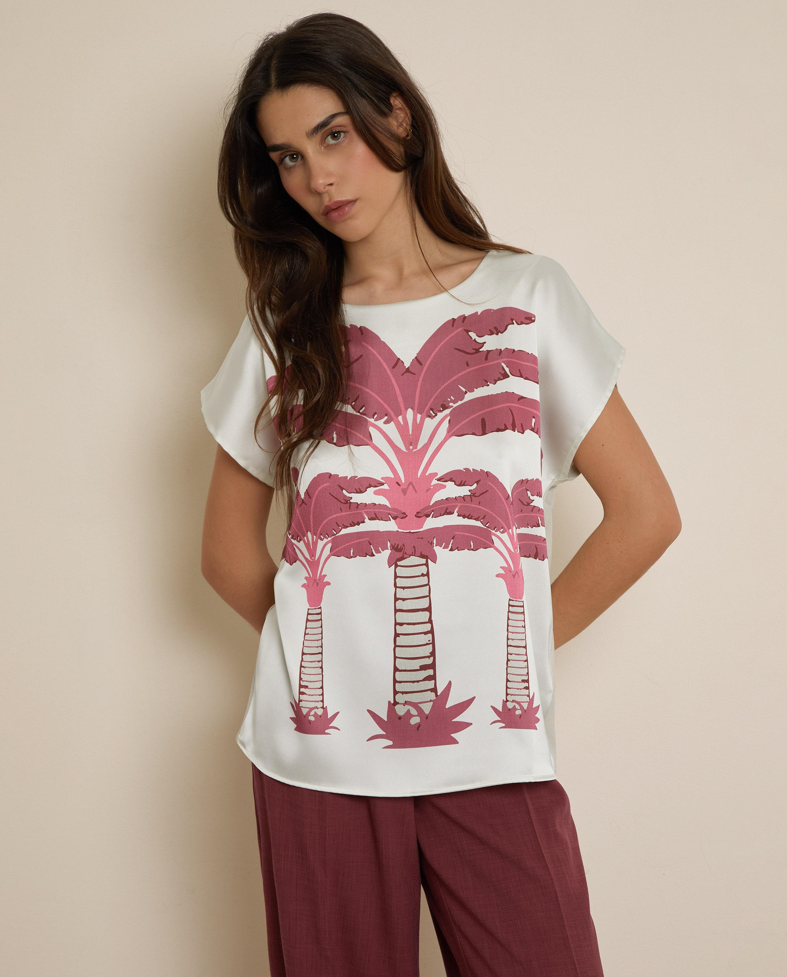 Trucco - Camiseta de mujer satinada con estampado.
